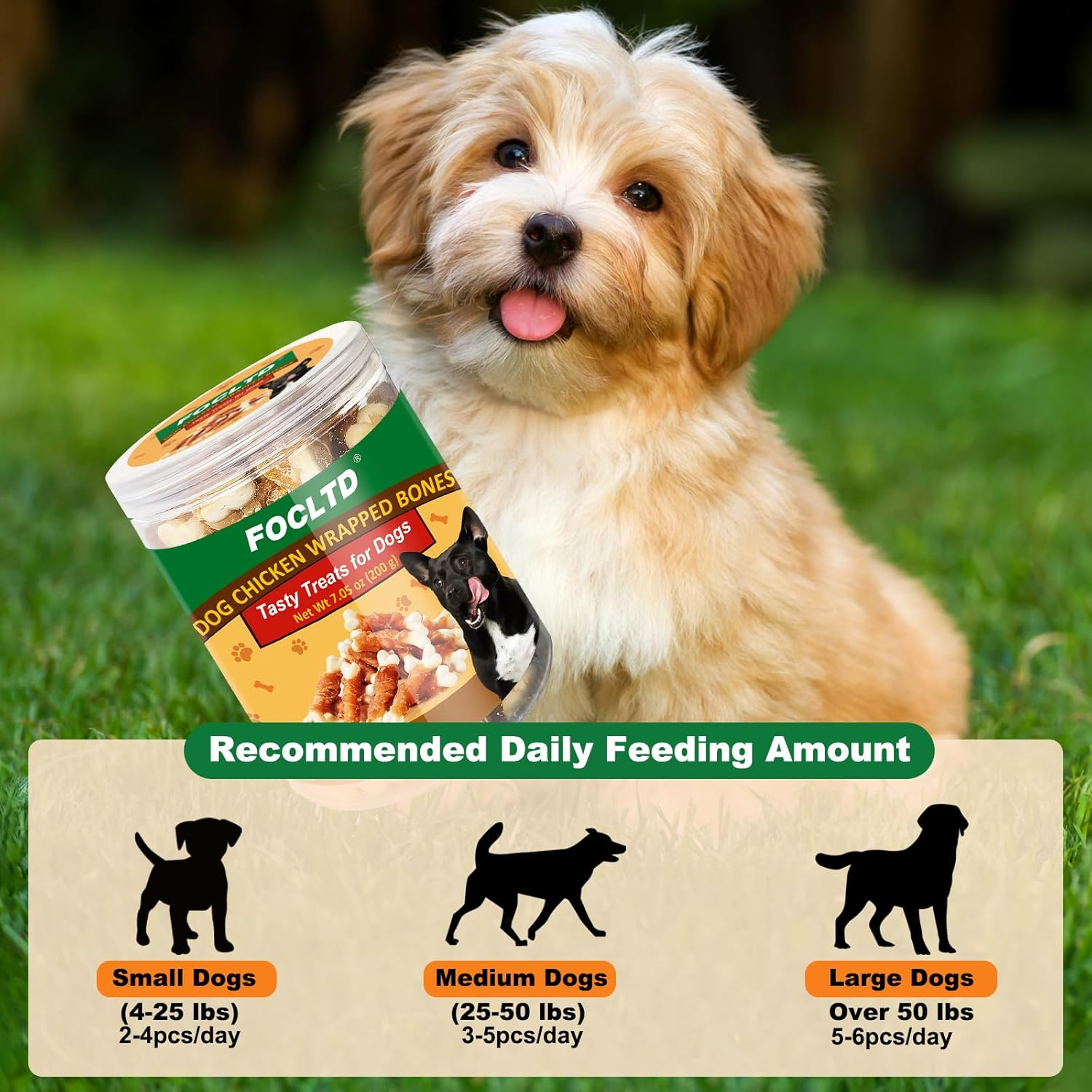 Natural Dog Treats, Dog Chicken Wrapped Treats, Dog Training Treats for Teeth Cleaning and Fresh Breath, Dog Chew Bones for Puppy and Small Dogs, 7.05 Oz (200 G) image number 6