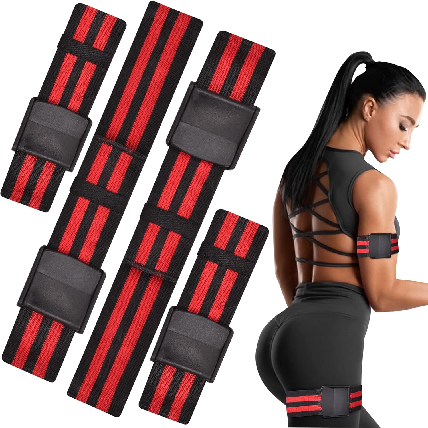 Blood Flow Restriction Bands for Legs, Arms, Glutes Occlusion Training Bfr Bands for Women Help Gain Muscle Building for Exercising Your Thigh Butt & Squat Fitness Strong Premium Elastic Strap, Pack 4 image number 3