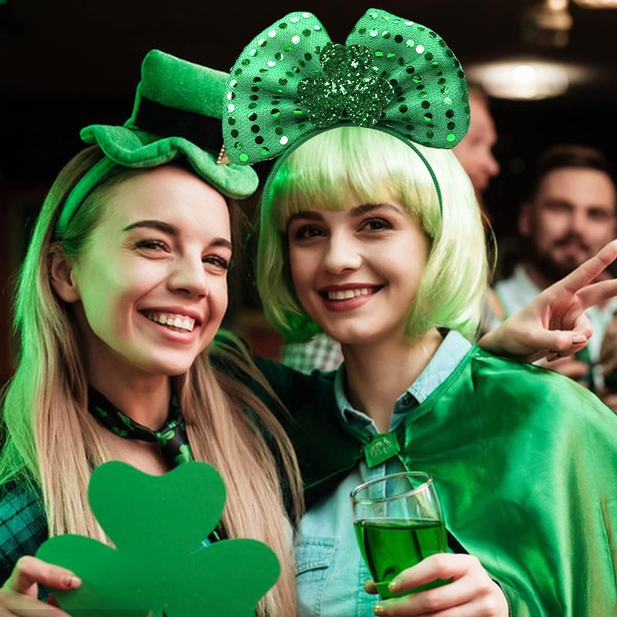 TOOBIT St Patrick'S Day Headband Green Shamrock Hair Bands Ireland Lucky Headband for Women Parade Costume Party Accessories image number 3