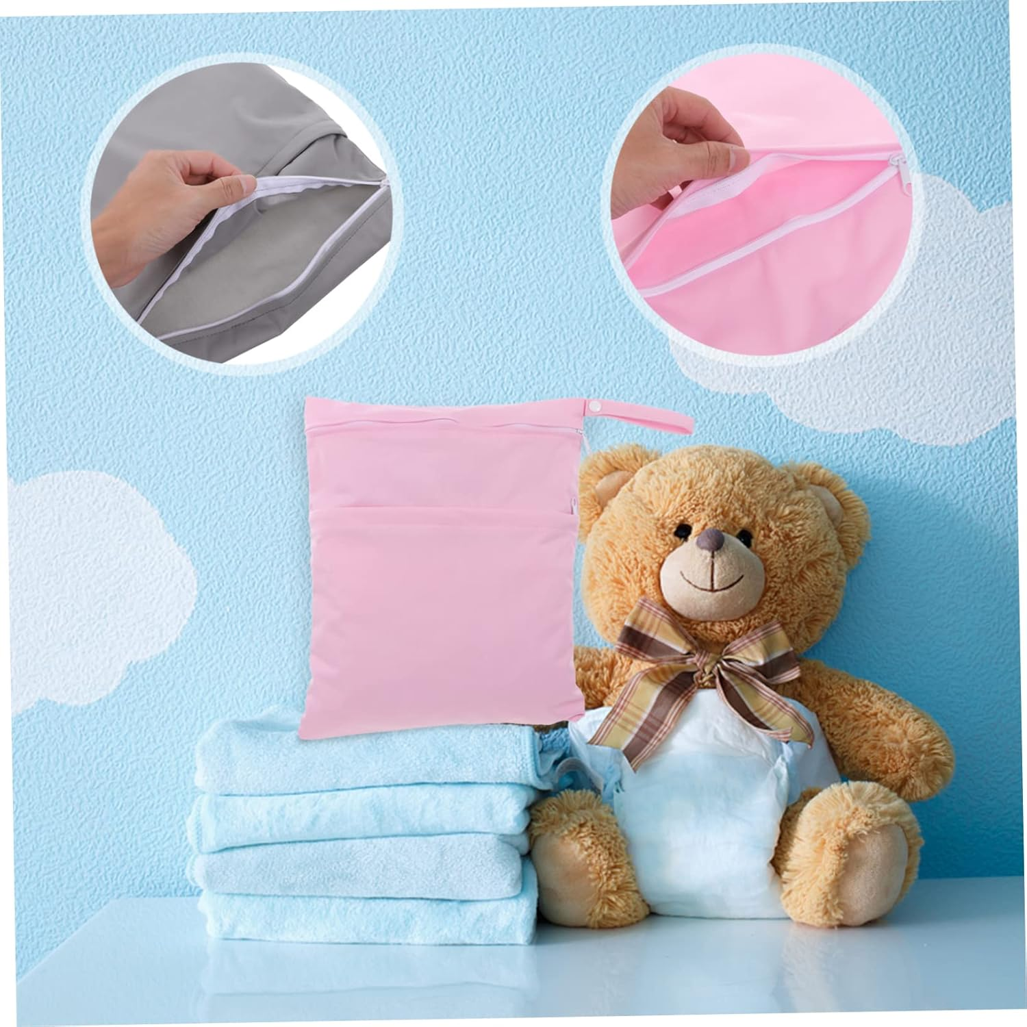 2Pcs Diaper Pouch Bag Diaper Caddy Multipurpose Pouch for Organiser Storage Stylish image number 4