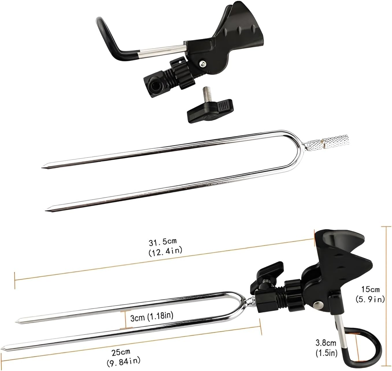 AIMALL Universal Adjustable Fishing Rod Holder &ndash; Durable Hands-Free Bracket with Clamp for Boat and Shore Fishing, Compatible with Hand and Sea Rods, Black image number 5