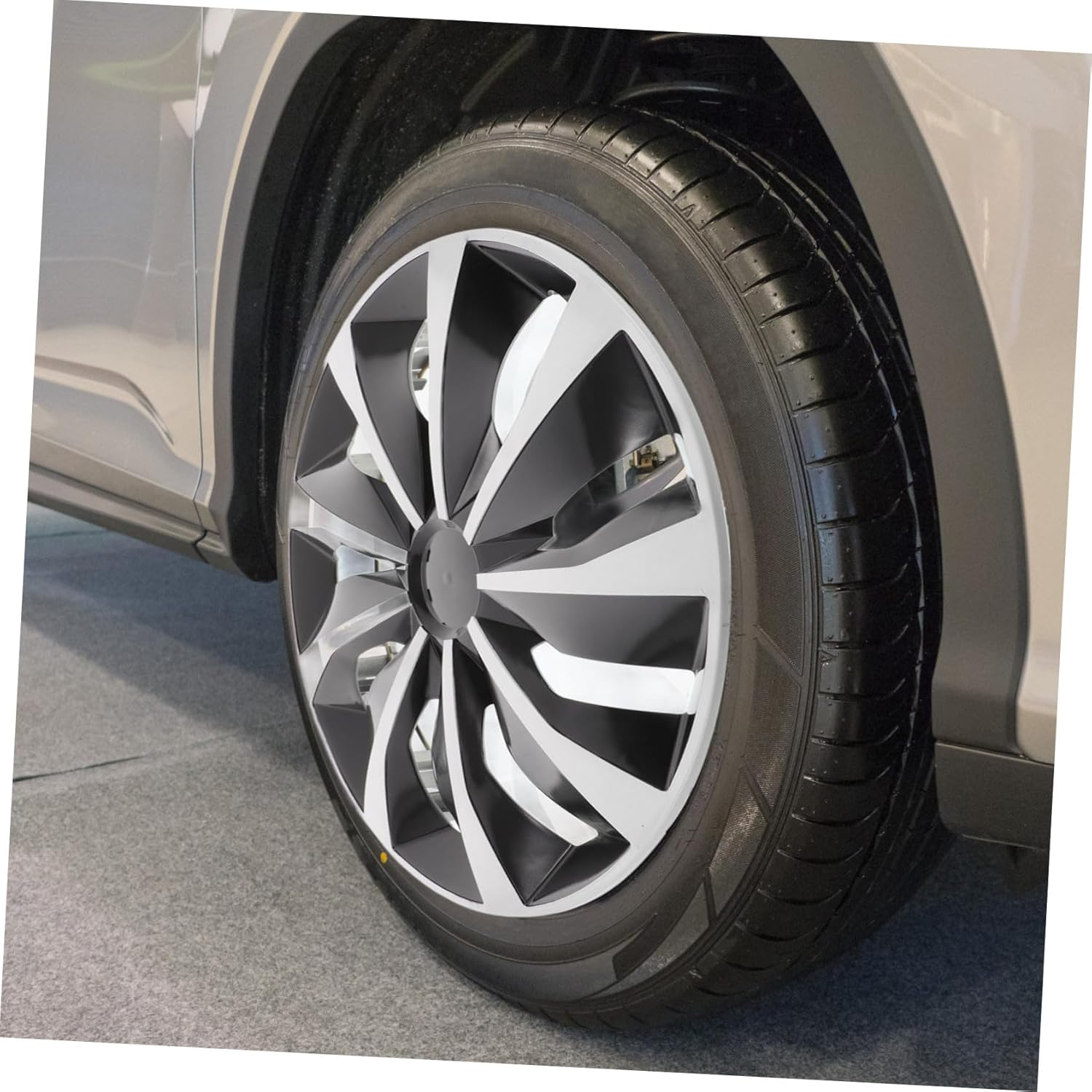 TINEASUR Universal 15-Inch Car Wheel Hubcap Replacement Tire Cover Decorative White Steel Rim Cap for Front Wheels, Vehicle Hubcaps Replacement Suitable for Cars