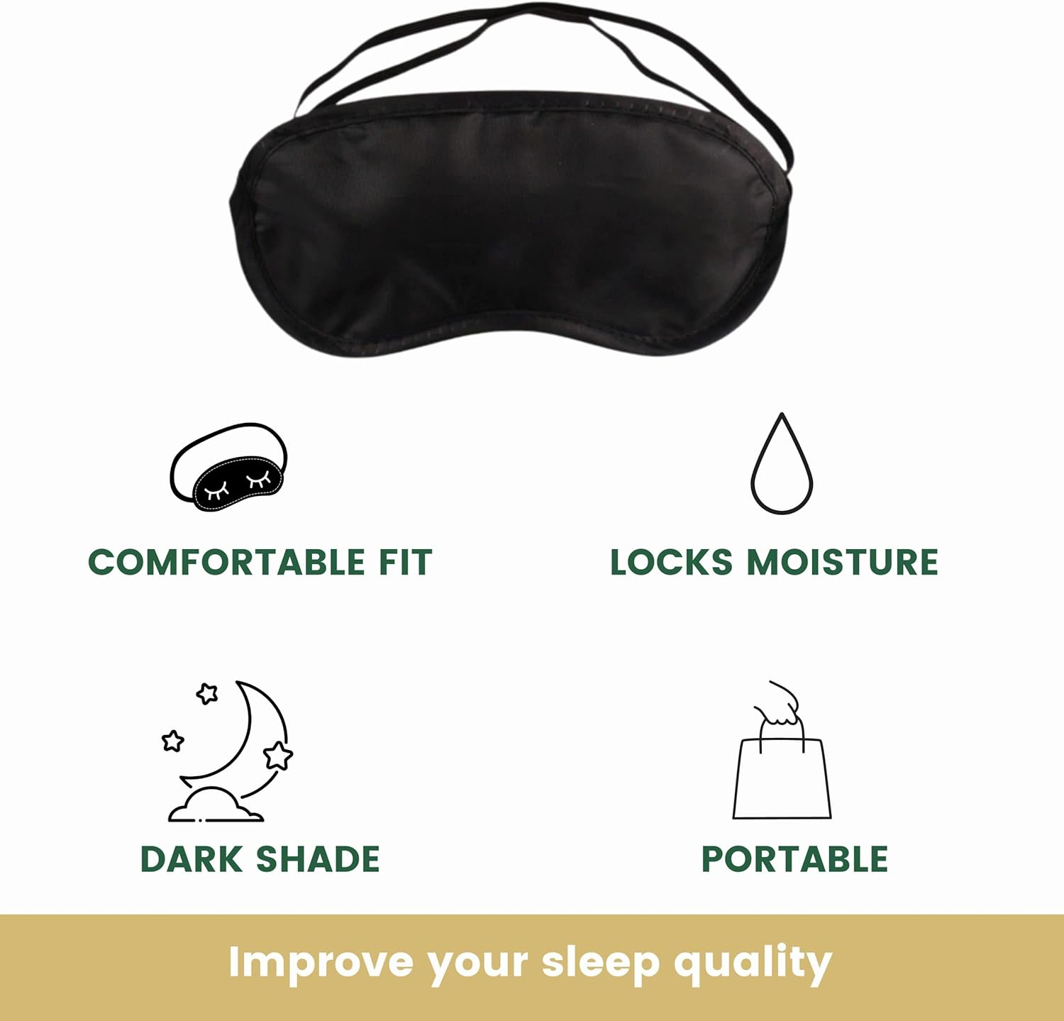 3Pcs Comfortable Soft Sleep Eye Mask Shade Cover Lightweight Sleeping Blindfold for Men and Women, Suitable for Travel Sleep or Party Supplies (Black) image number 5