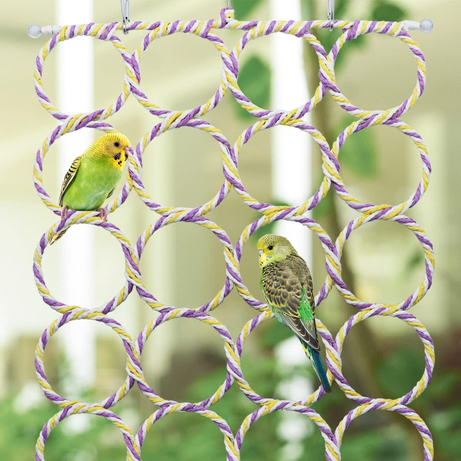 Bird Rope Climbing Net Parrot Swing Hanging Toy for Parakeet Cockatiel Cockatoo Conure African Grey Macaw (Random Color) image number 6