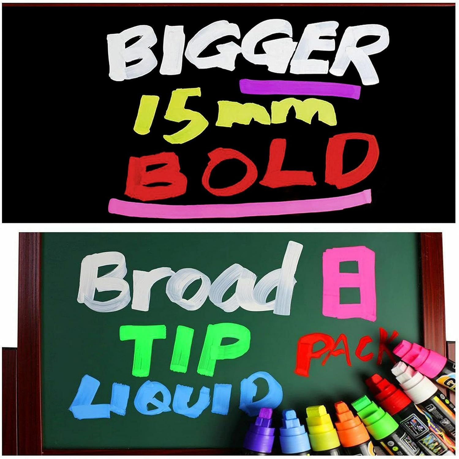 8Pcs 3/6/15Mm Liquid Chalk Marker Pens LED Writing Board Glass Art Pen Window (6) image number 1