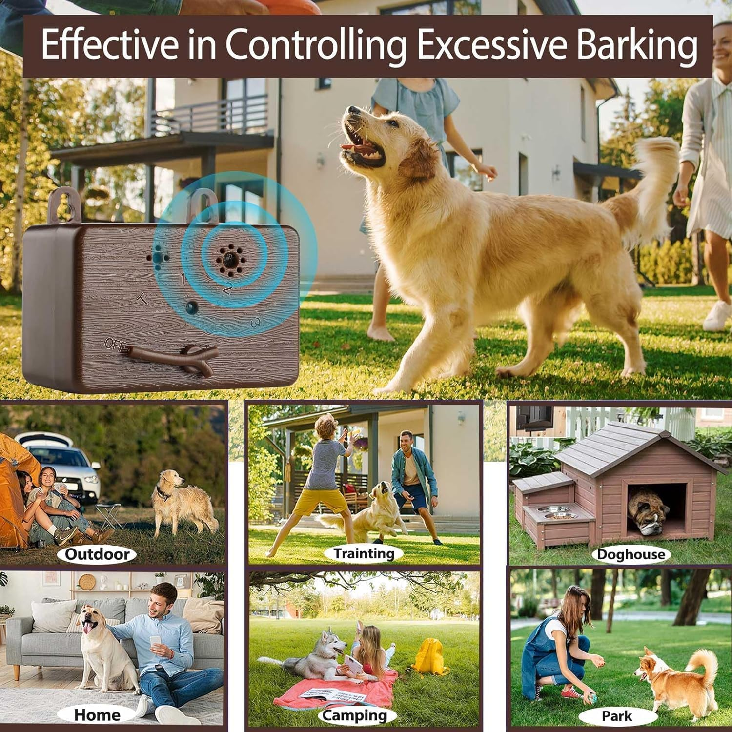 Anti Barking Device for Dogs, 50 FT Ultrasonic Dog Barking Device, 4 Modes Ultrasonic Dog Bark Control, Dog Barking Deterrent Devices, Indoor and Outdoor Use for Dog Training image number 6