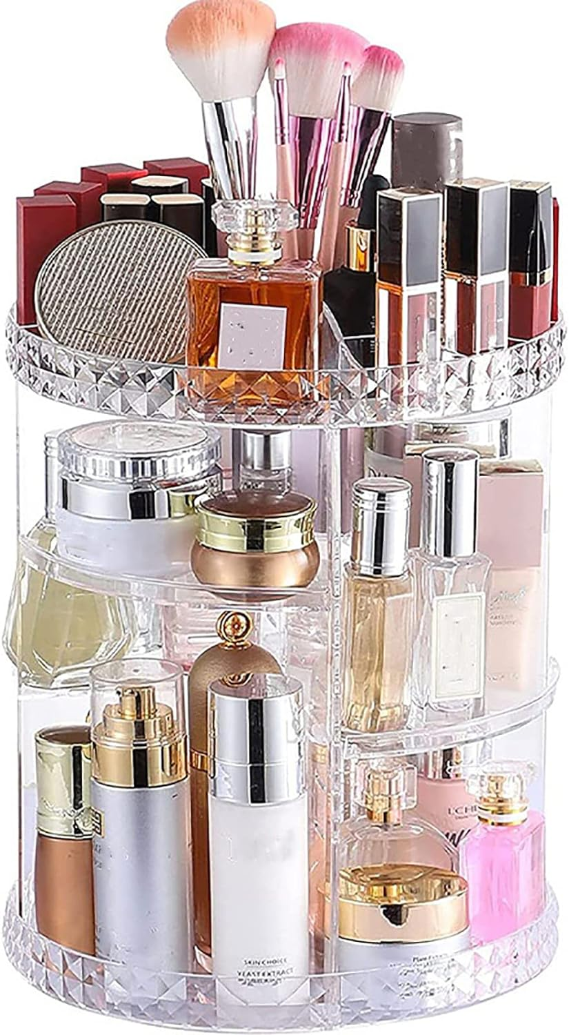 Uandhome Acrylic Makeup Organiser, Rotating 7 Layer Large Capacity Cosmetics Organiser, 360 Degree Cosmetic Organiser Transparent Make up Organisers and Storage Perfect for Dresser Bedroom Bathroom image number 2