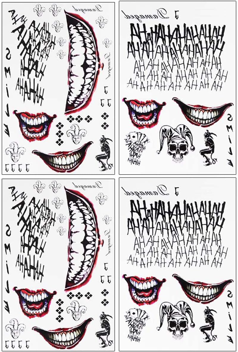 3 Sheets Halloween Temporary Tattoos,Tattoo Sticker Perfect for Halloween,Cosplay, Costumes and Party Accessories