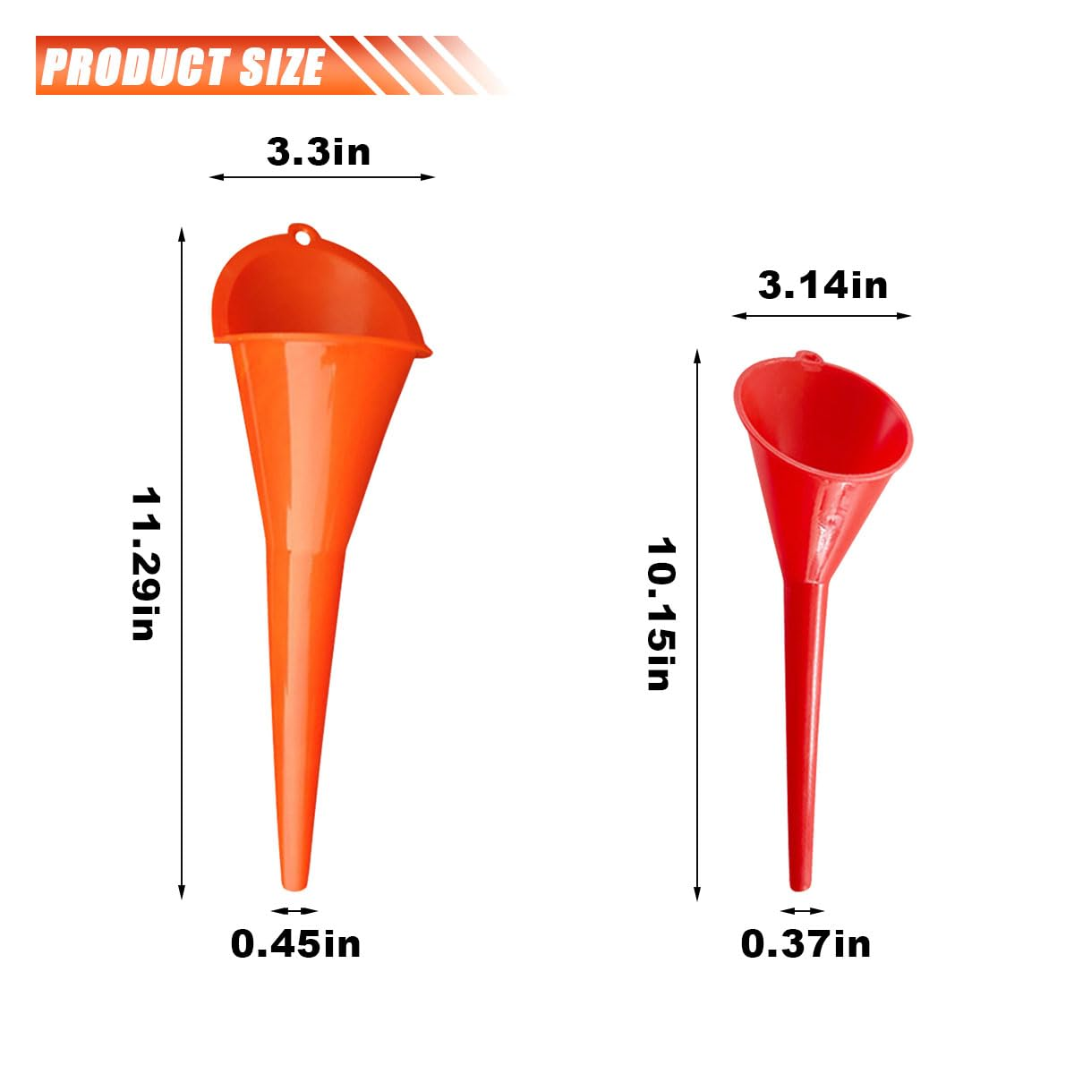 2PCS Long Neck Oil Funnels, Multi-Purpose Spill Saver Funnel, Plastic Funnel for Filling Automotive Oils Lubricants Engine Oils Water Diesel Fuel Kerosene and Other Liquids (Small Red+Orange) image number 5