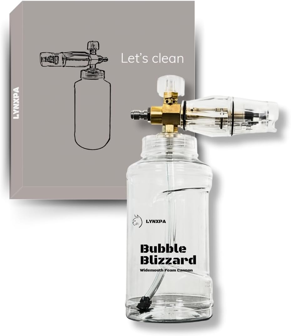 LYNXPA Bubble Blizzard Premium Foam Cannon for Pressure Washer, Wide Mouth, Adjustable Thick Foam Snow Foam Cannon Lance with 1/4 Inch Quick Connector for Car, Boat, and Home Wash, 4000 PSI, 34 Oz image number 1