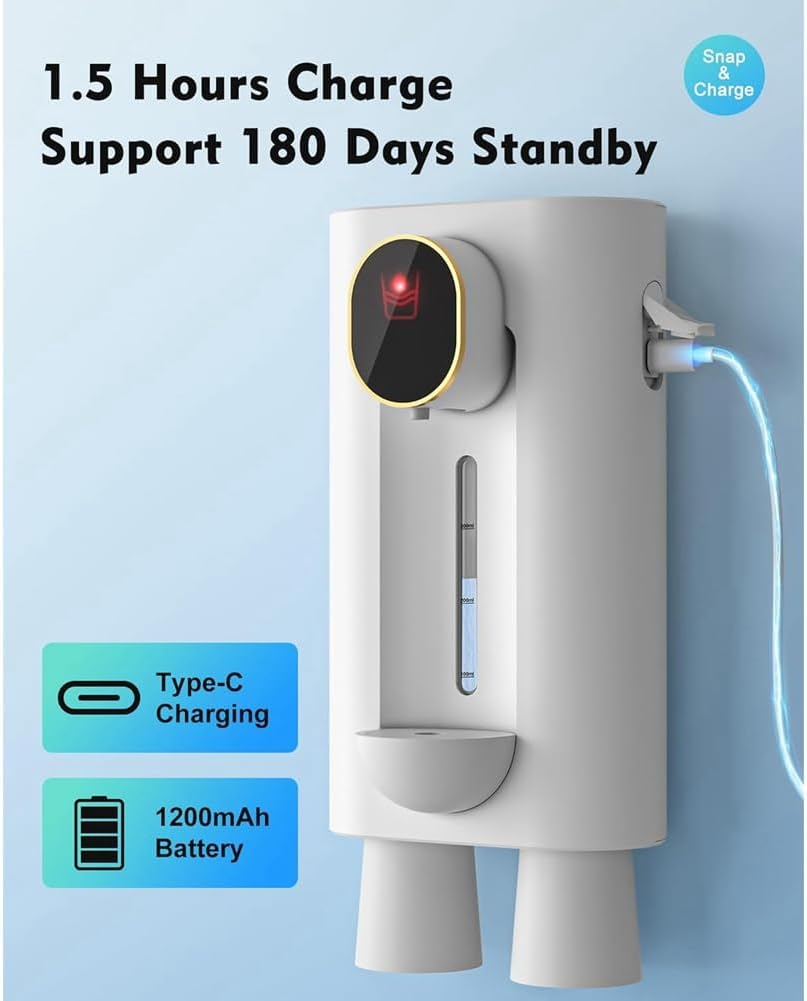 Pasotim Mouthwash Dispenser for Bathroom, 18.26 Oz (540Ml) Touchless Auto Mouth Wash Dispenser with Magnetic Cups White image number 4