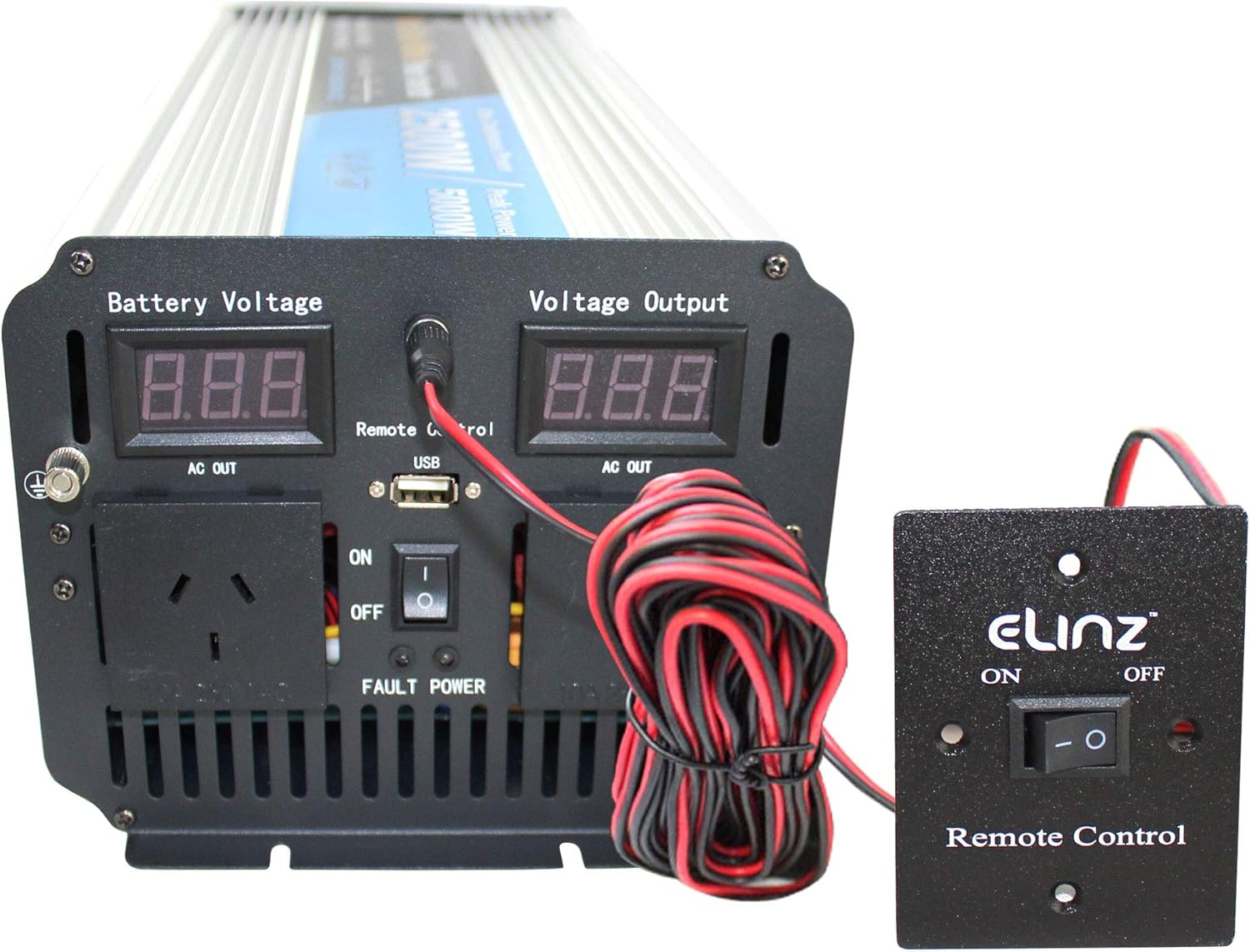 2500W/5000W Inverter 24V to 240V Pure Sine Wave Power Elinz Low High Voltage Input Short Circuit Output Overload Protection AUS Plug Car Caravan Ute SUV Truck Trailer Bus Remote Control 2Yr Warranty image number 2
