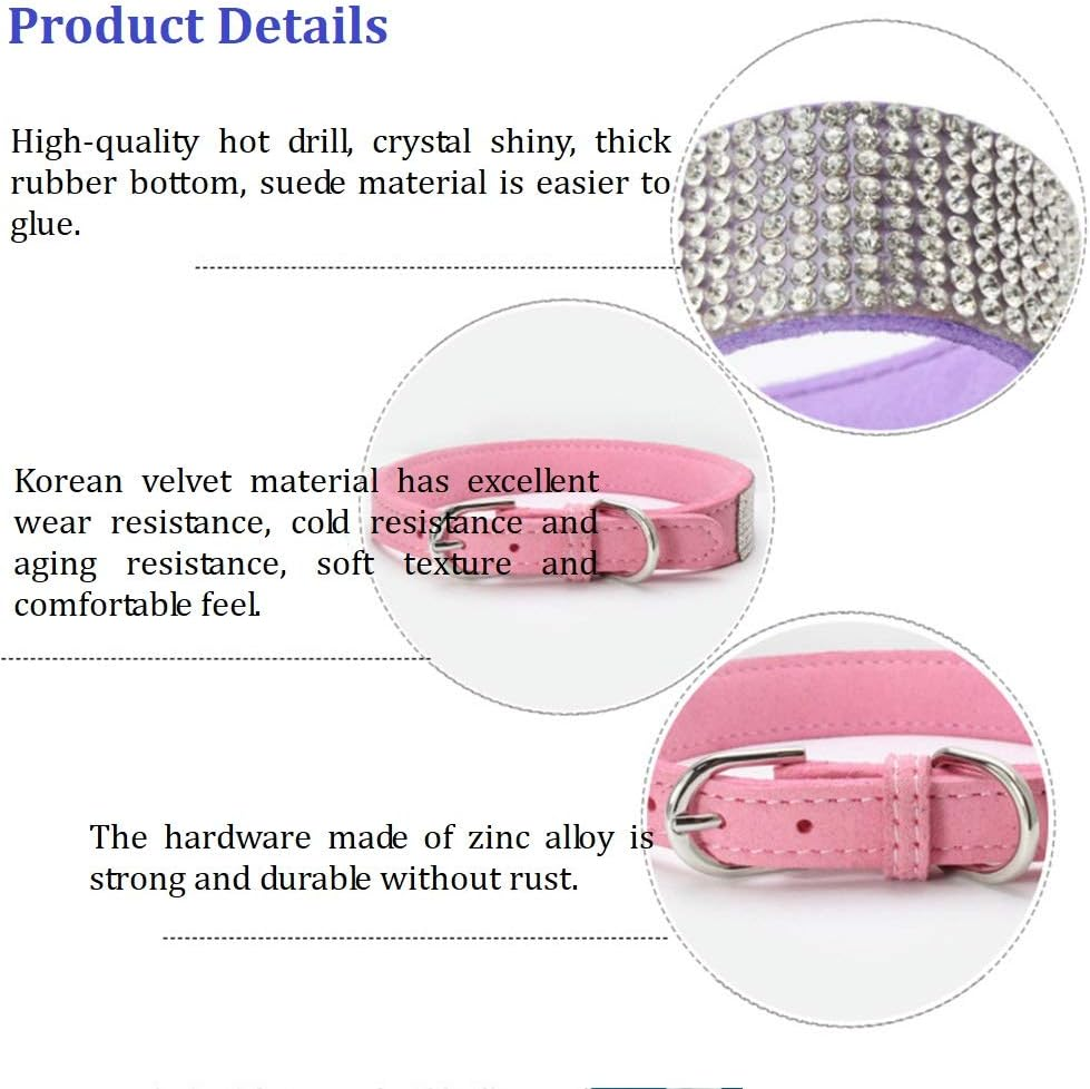 ETOPARS Crystal Diamond Cat & Dog Collar Leash Set, Dazzling Rhinestone Collar & Harness for Small & Medium Dogs