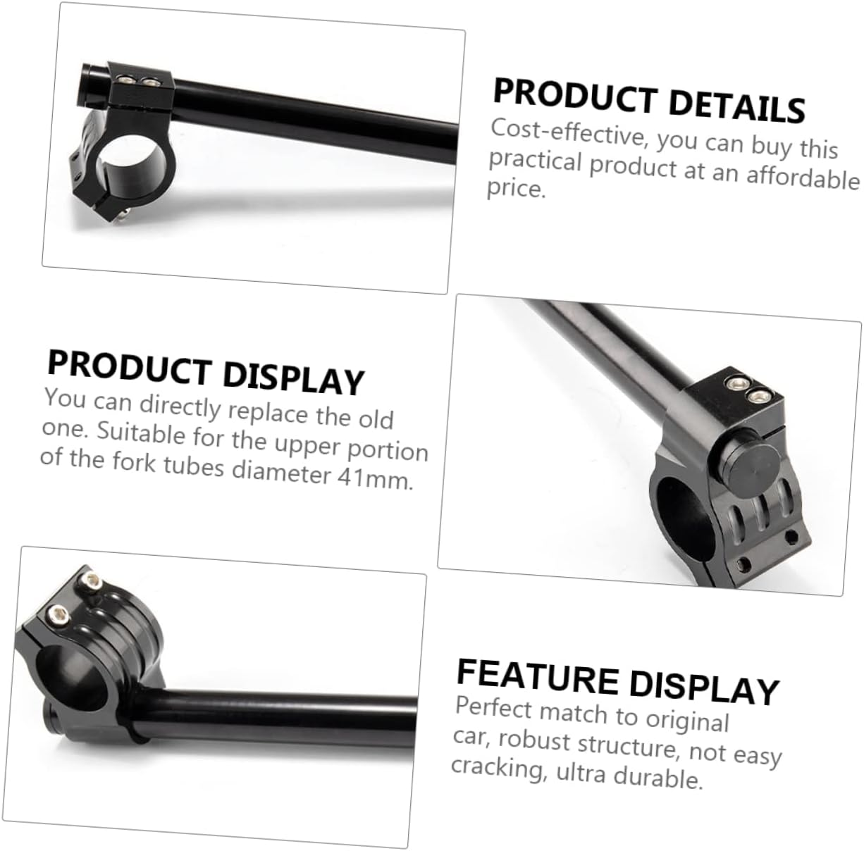 Anneome Cnc Aluminum Alloy Motorcycle Clip on Handlebar Fork Clamp 41Mm Black Pair Universal Racing Street Bike Accessories image number 2