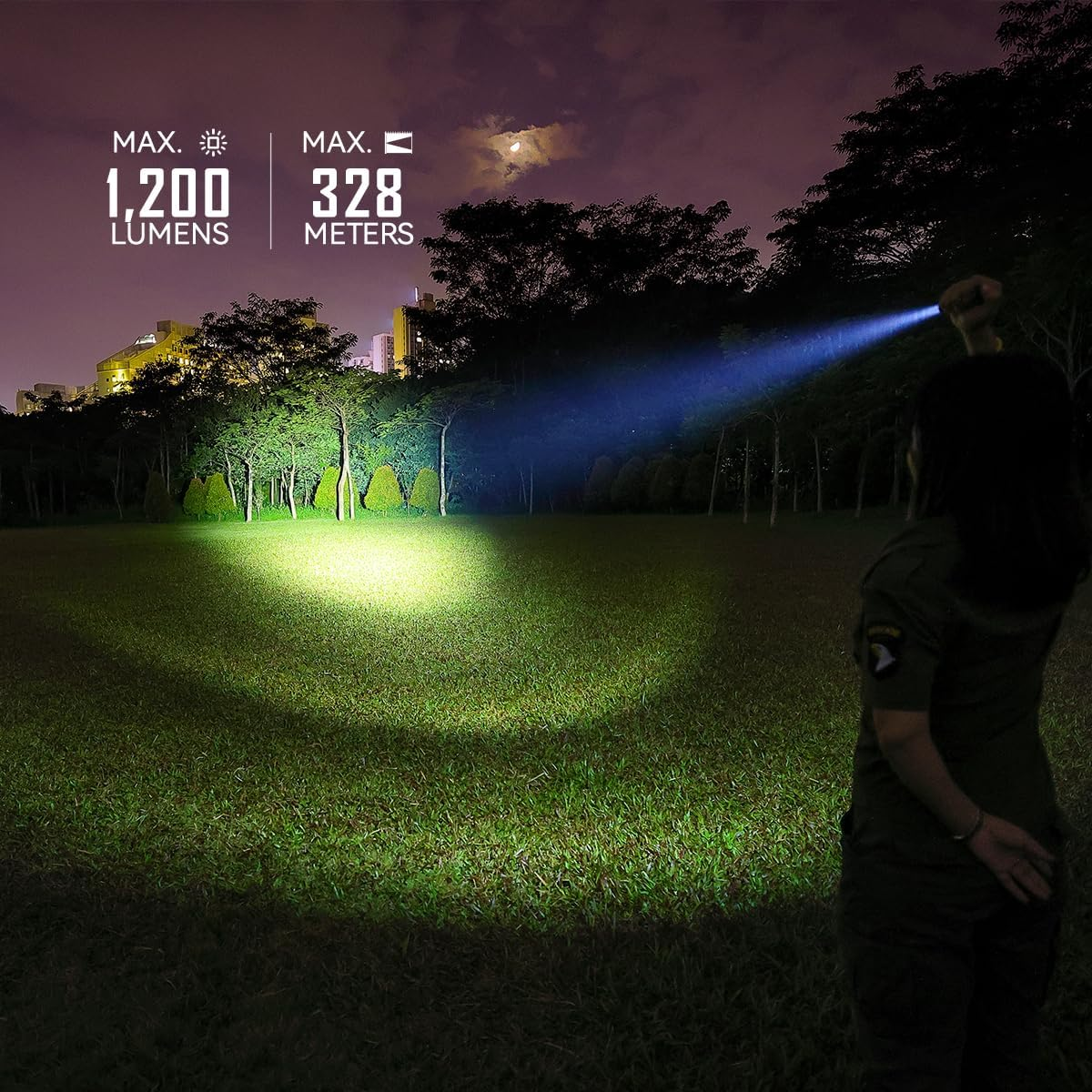 IMALENT LD35 PE 1200 Lumens Super Bright EDC Torches, 328 Meters Throw Rechargeable Handheld Pocket Waterproof LED Tactical Flashlight for Camping, Repairing, Inspection, Hiking (Black)