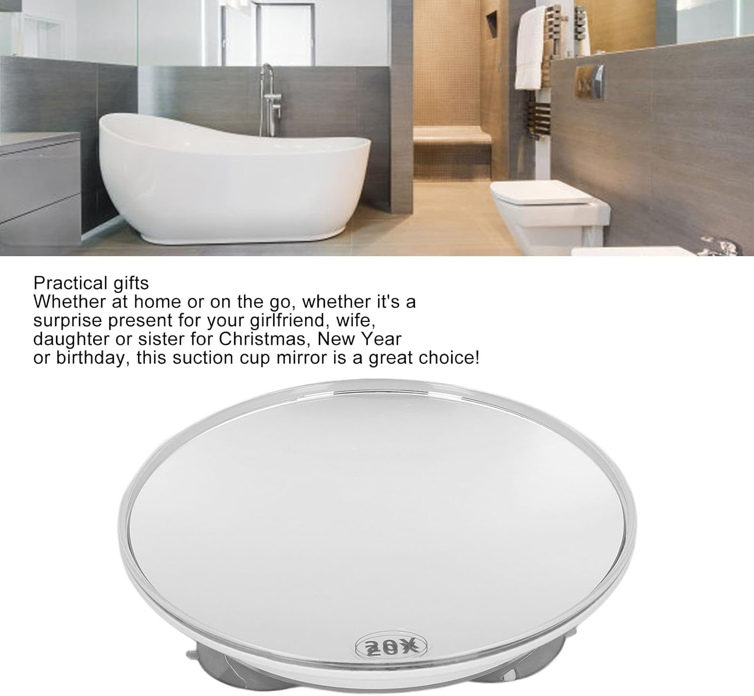 Cryfokt 20X Magnifying Mirror with 3 Suction Cups, Portable round Makeup Mirror for Bathroom, Tweezing, Easy Mounting Makeup Mirror, Blackhead Removal, Space Saving Magnify Mirror (White) image number 1