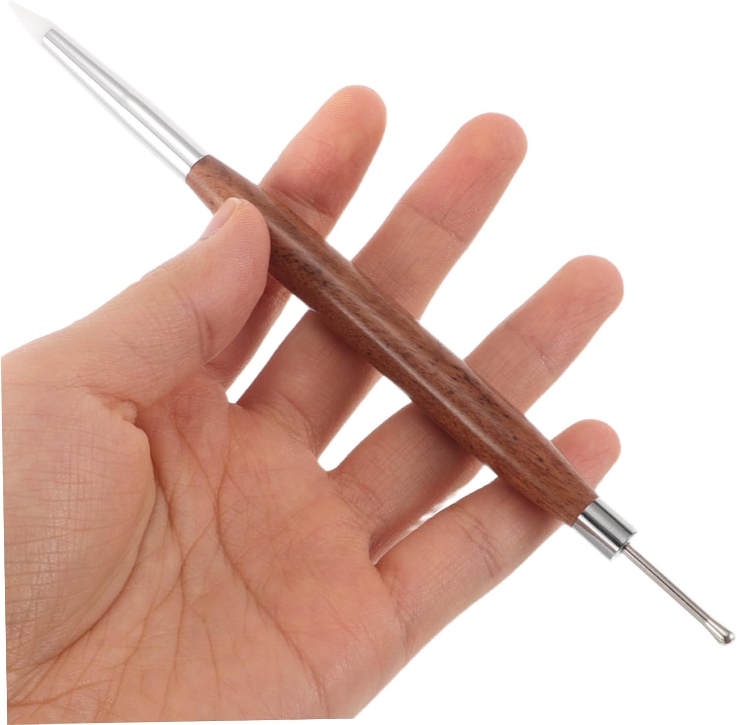 CIYODO 2Pcs Dual Tipped Nail Art Pens with Silicone Heads and Sandalwood Handles Multifunctional Embossing and Gel Scraping Tools for Precise Detailing Japanese Quality Nail Drawing And image number 1