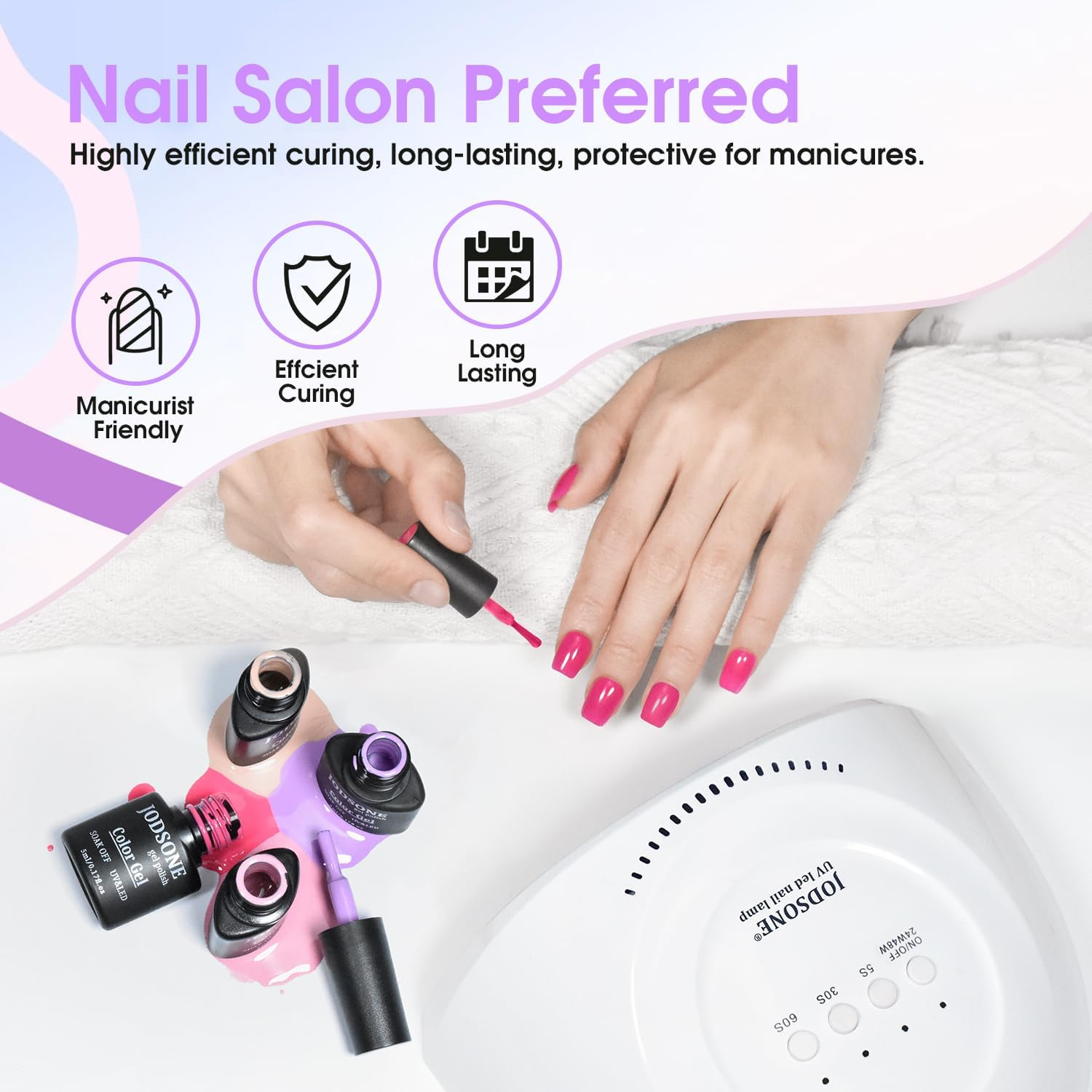 JODSONE UV LED Nail Lamp with 30 Light Beads Nail Dryer for Gel Polish, Automatic Sensor 3 Timers Led Nail Light for Gel Nails image number 2