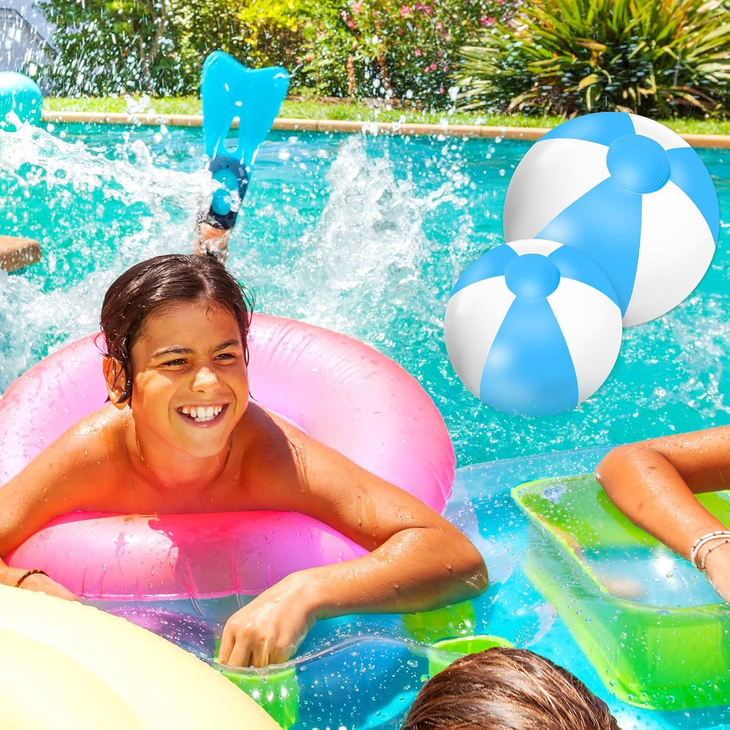 Whaline 5Pcs Inflatable Beach Ball 24 & 16 Inch round Pool PVC Balls Cute Game Toys image number 1