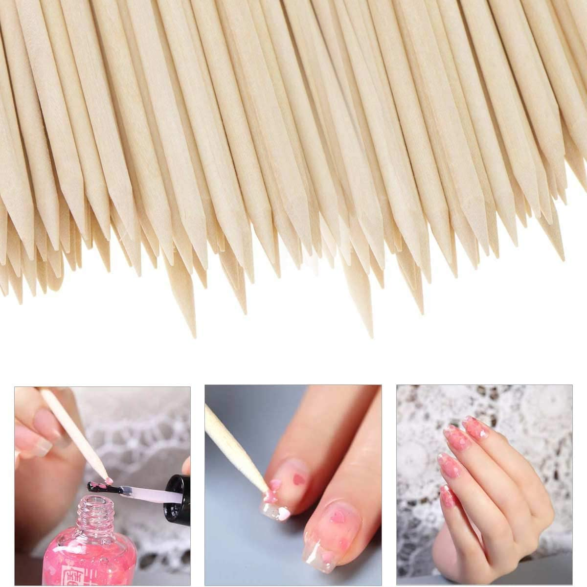 300 Count Orange Wood Stick 4.5 Inch Cuticle Pusher Remover Orangewood Cuticle Sticks Nail Art Manicure Pedicure Sticks Orange Sticks for Nails - Pack Of 1000 image number 6