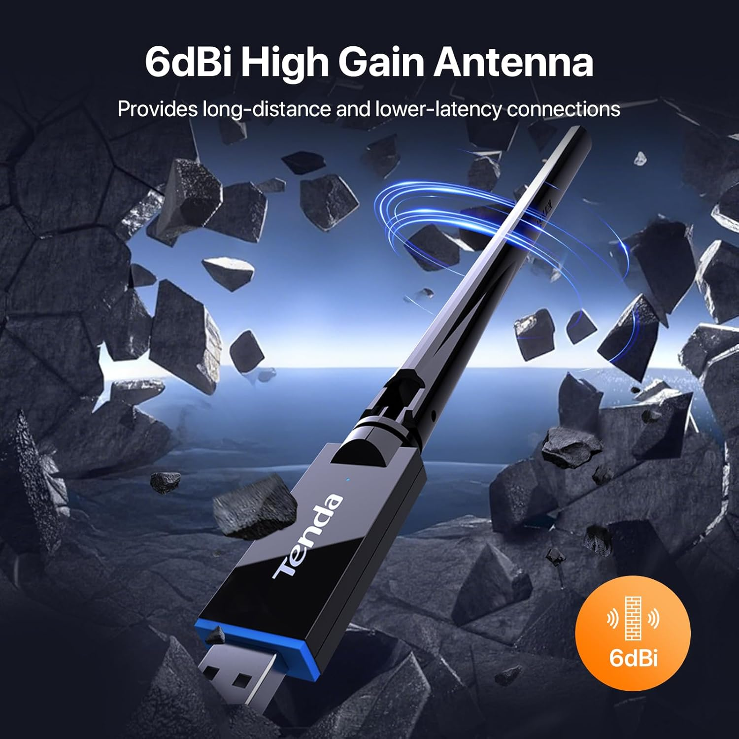 Tenda AX900 Wifi Adapter Wifi 6- Dual-Band 600Mbps 5Ghz/ 286Mbps 2.4Ghz, 6Dbi High Gain Antenna, Wireless Wifi Adapter for Windows 11/10/7/Linux3.10+/Ubuntu, USB Wifi Dongle (U11Pro) image number 6