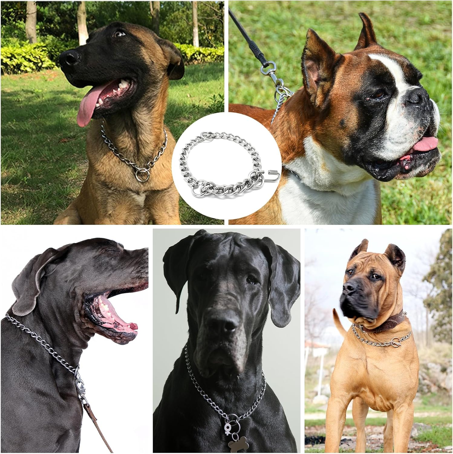 Dog Chain Collar, 65 Cm Dog Collar Chain, Adjustable Dog Chain with Secure Buckle, Dog Chain for Dog Training, Stainless Steel Dog Necklace, Metal Dog Collar for Walking image number 4