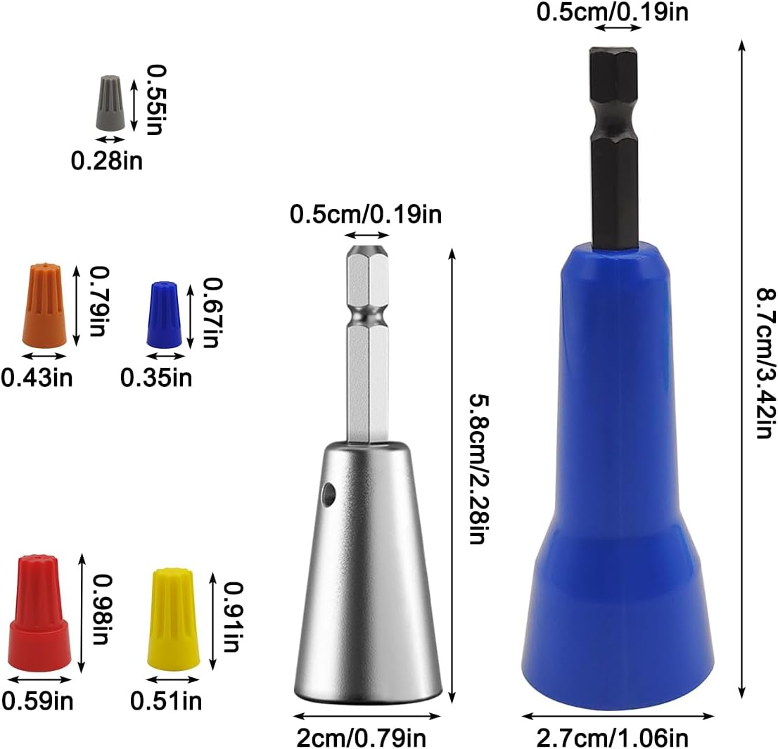 AFUNTA 2 PCS Wire Twisters Tool for Drill, Wire Connectors Wire Nut Twisters Wire Twisting Connector Socket with 50 PCS Insulating Wire Caps image number 2