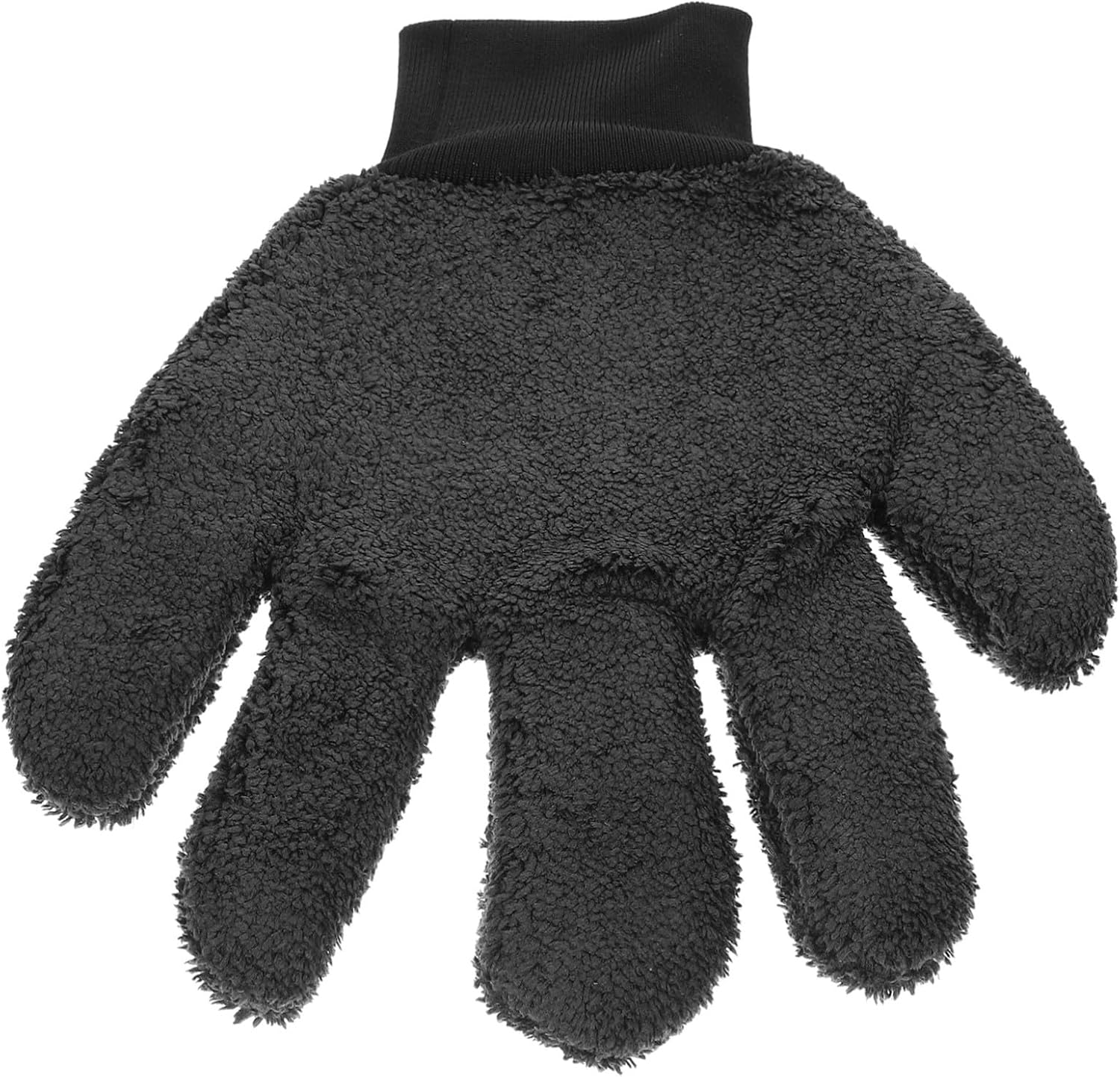 CVUTOVO Car Washing Glove Double-Sided Coral Fleece Wash Mitt 5-Finger Thickened Microfiber Dusting Mitt for Vehicle Exterior Cleaning Black Suitable for Automotive Detailing image number 2