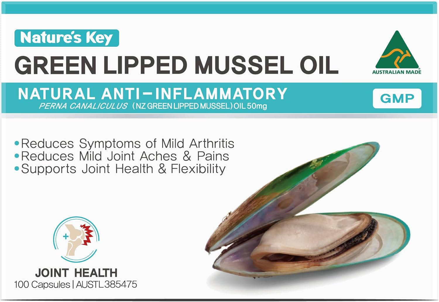 Natures Key Green Lipped Mussel Oil 50Mg 100Caps - Natural Anti-Inflammatory, Reduces Symptoms of Mild Arthritis, Reduces Mild Joint Aches & Pains, Relieves Mild Joint Inflammation, Decreases Mild Joint Stiffness, Supports Joint Health & Flexibility image number 2