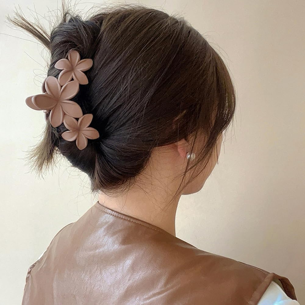 ZSPERKLA Pack of 4 Flower Hair Clips Large Hair Clips for Thick Thin Hair, Non-Slip Hair Jaw Clips Hair Styling Accessories for Women Girls image number 6