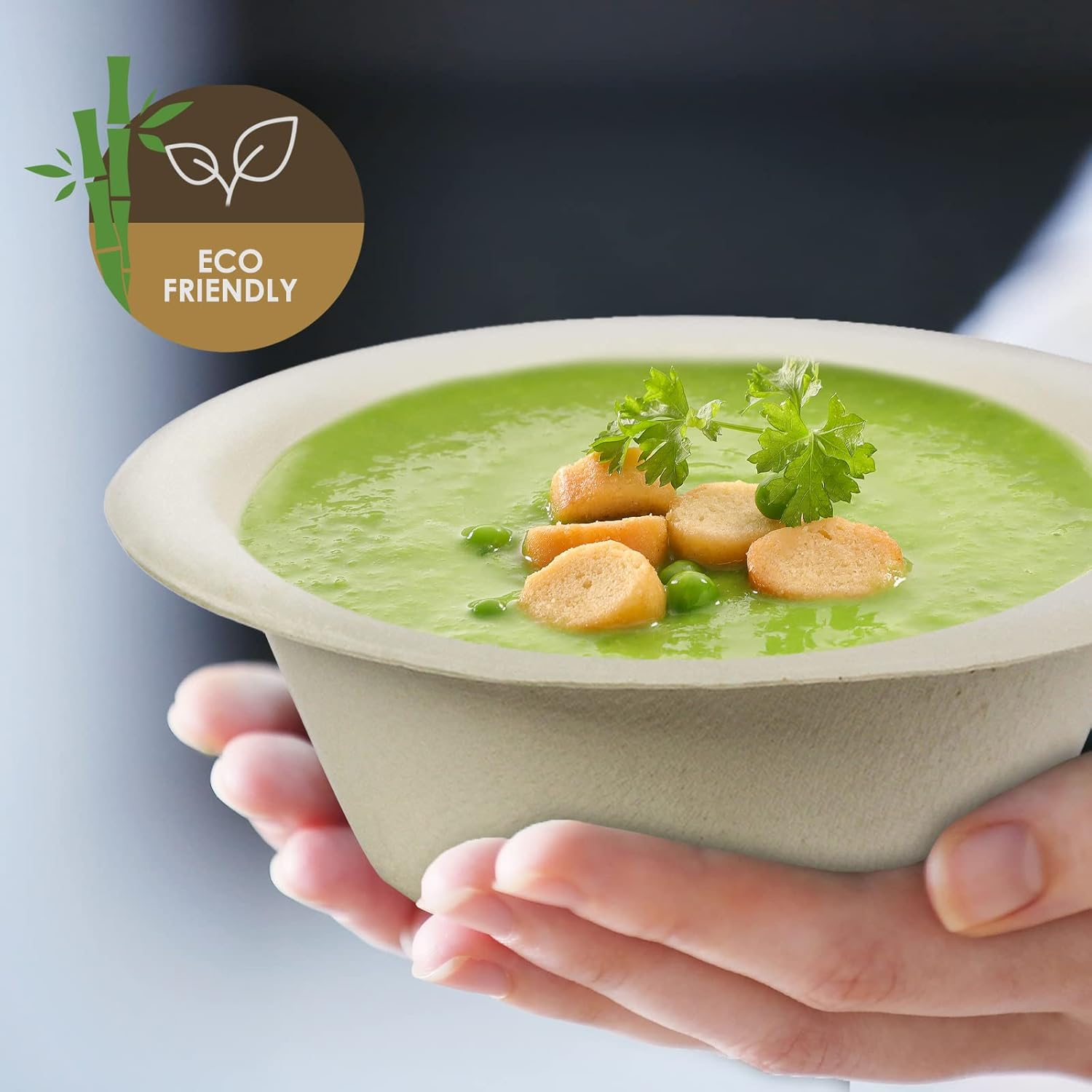 PAMI 100% Biodegradable Sugarcane Bowls [Pack of 50] Natural Compostable Soup Bowls- Planet-Friendly Bagasse Bowls for Hot & Cold Uses- Heavy-Duty Disposable Microwavable Paper Serving Bowls (5 Oz.) image number 6