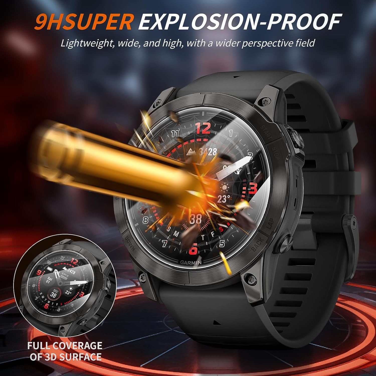 Diruite Pack of 4 Screen Protectors for Garmin Epix Pro Gen 2 51 Mm Screen Protector, Anti-Scratch HD Tempered Glass Protection Glass Screen Protector image number 2