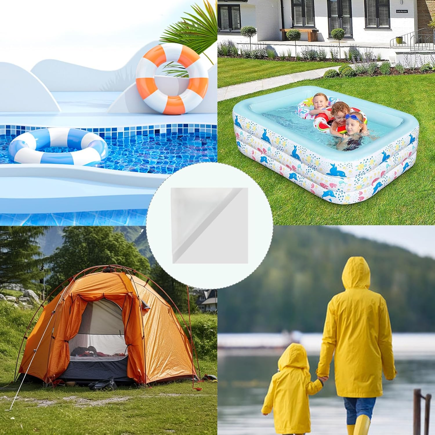 6 PCS Pool Patch Repair Kit,Waterproof TPU Puncture Repair Kit,Inflatable Patch Repair Kit Self-Adhesive,Air Mattress Repair Patch Kit,Vinyl Repair Patch for Inflatable Pool,Swimming Ring,Bounce House image number 3