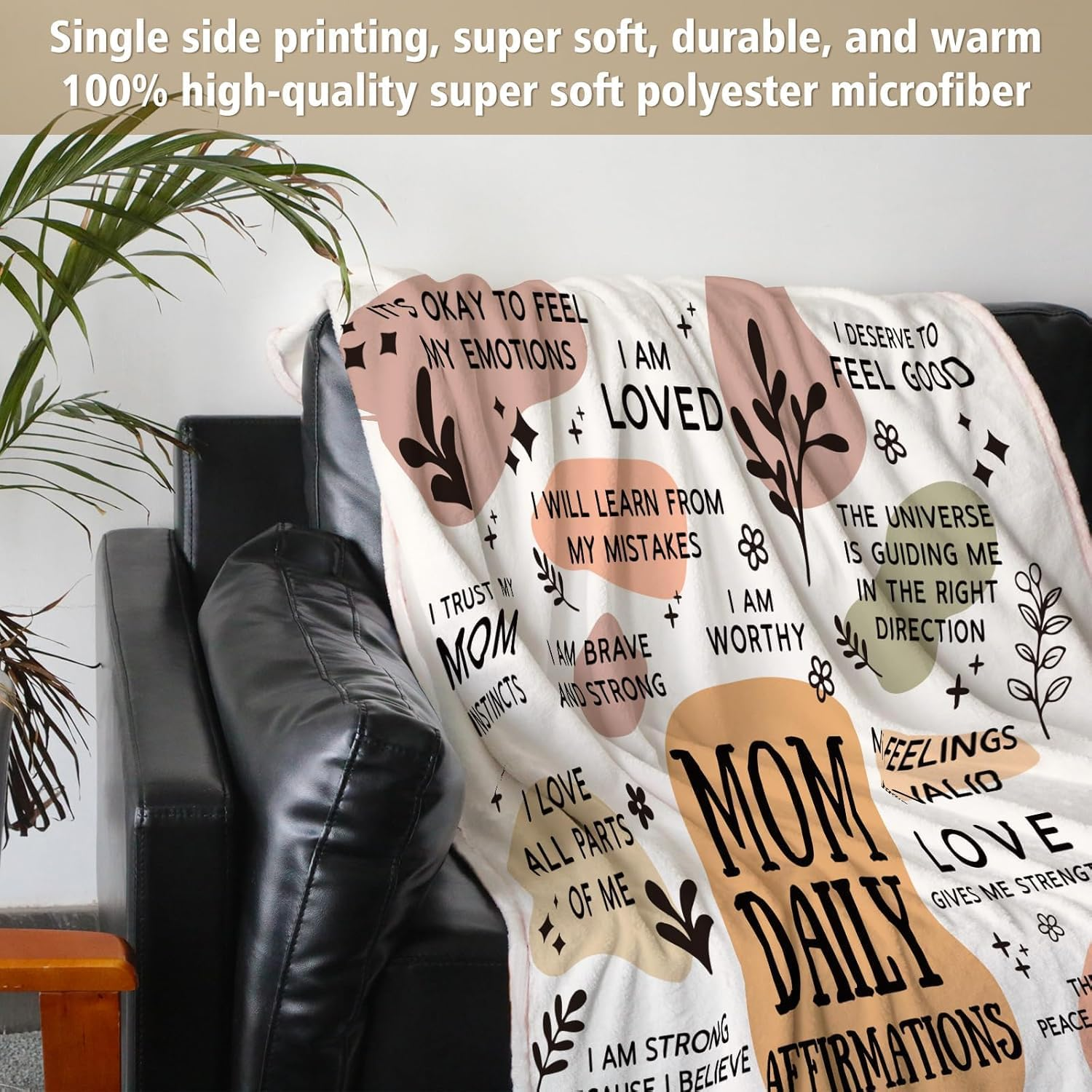 New Mom Gifts for Women - Mom Blanket with Daily Affirmations Messages- New Mom, New Mom Care Package after Baby, Gifts for Mom, Girl Mom, Boy Mom(50"X60")