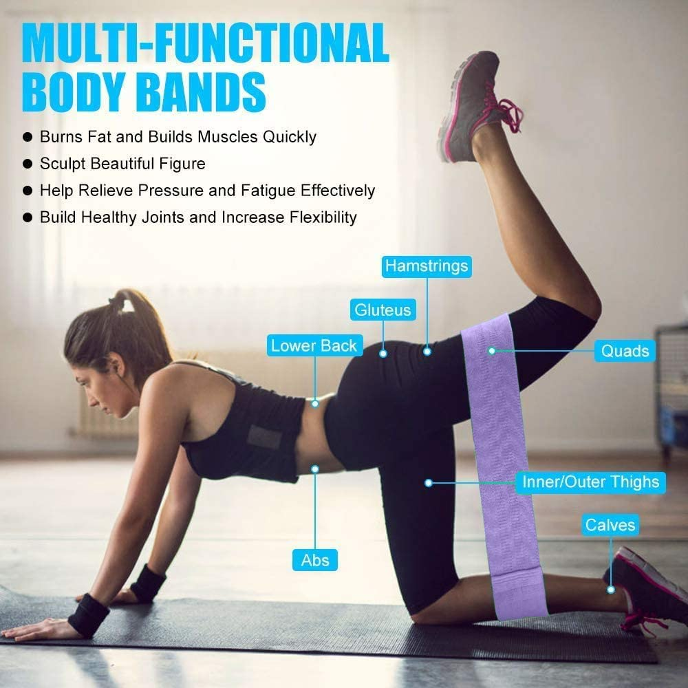 Fabric Resistance Bands Set of 3 for Legs and HIPS, Booty Bands Heavy Duty Non-Slip for Glutes, Squats, Stretching, Gym Exercise and Home Workout, Resistance Bands, Workout Bands with Carrying Bag image number 5