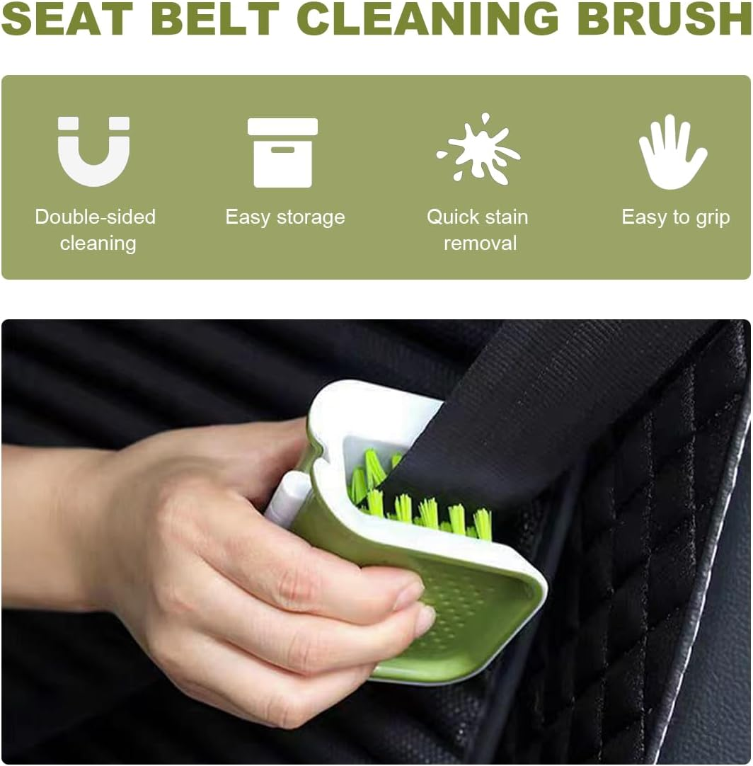 KVAEY Car Seat Belt Cleaning Brush, U-Shaped Auto Interior Washing Brush with Double-Sided Bristles, Closeable Safety Belt Bristle Scrubber Cutlery Cleaner Brush for Car Home (1 PCS) image number 6