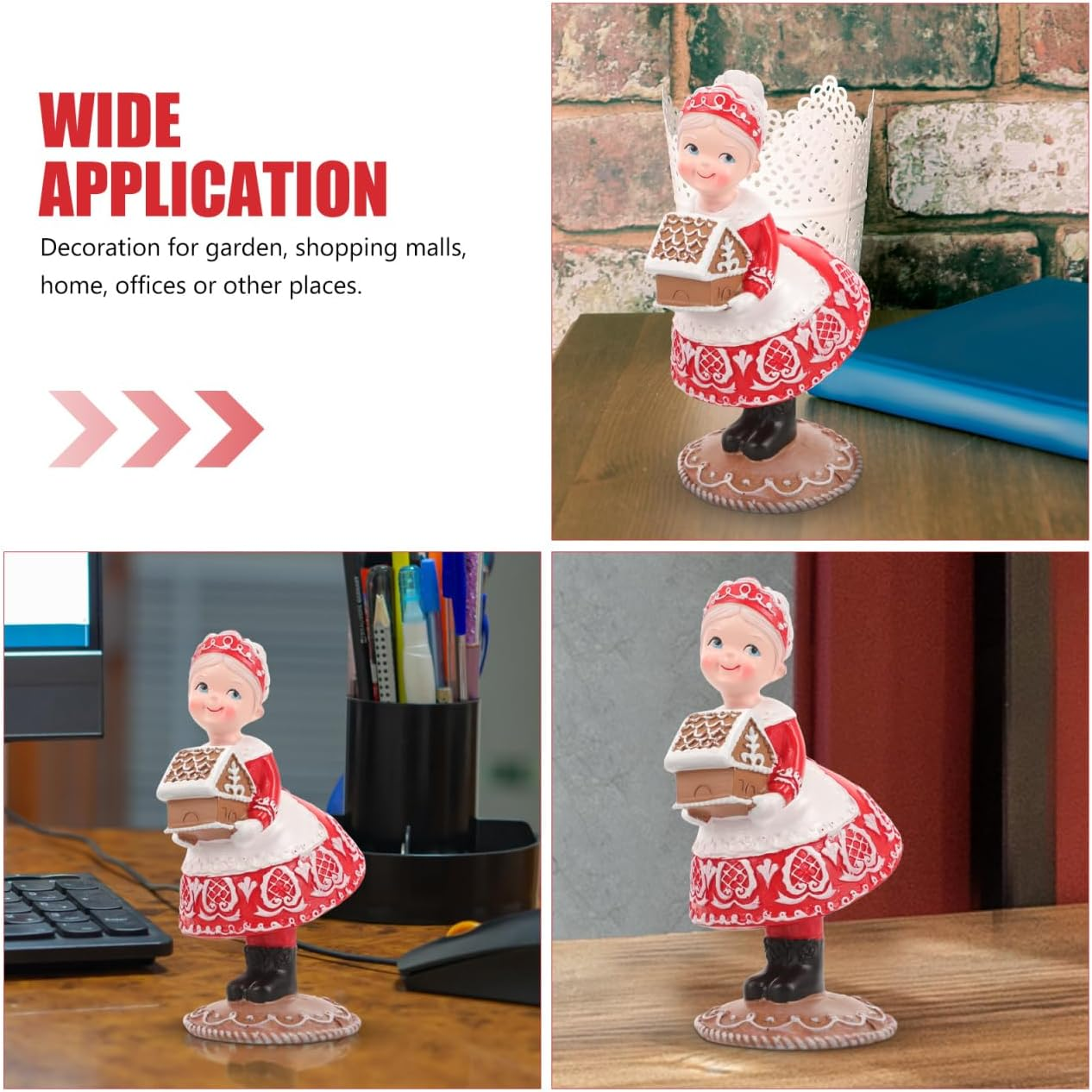COHEALI Couple Resin Figurines Set - Mrs Claus Ornament for Christmas Decor, Perfect for Desk and Home Decoration image number 5