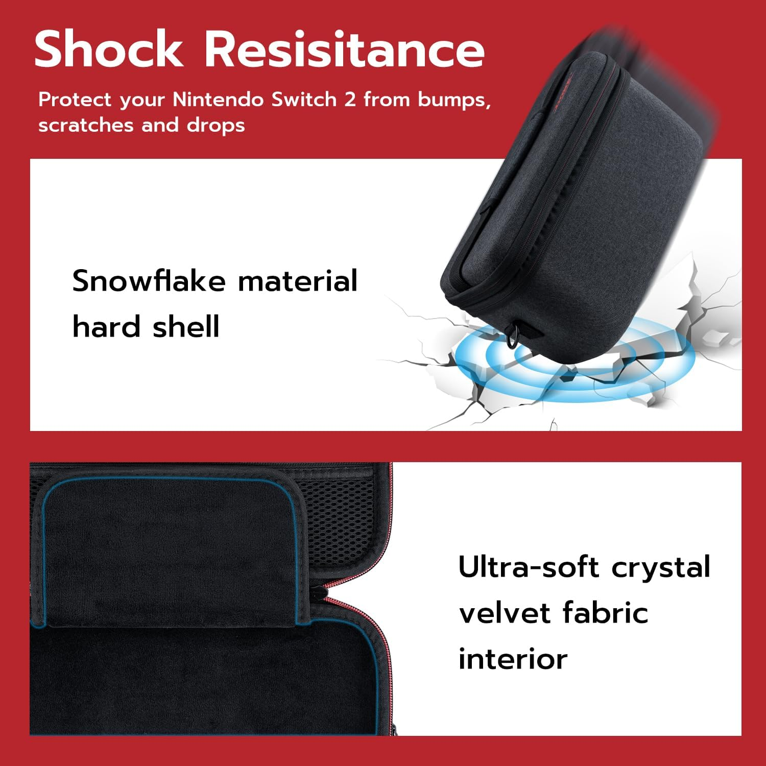 Mcbazel Storage Bag for N-Switch 2, Portable Full Protection Carrying Travel Bag with 24 Game Cards Storage for Switch 2 Controller and Other Accessories image number 2