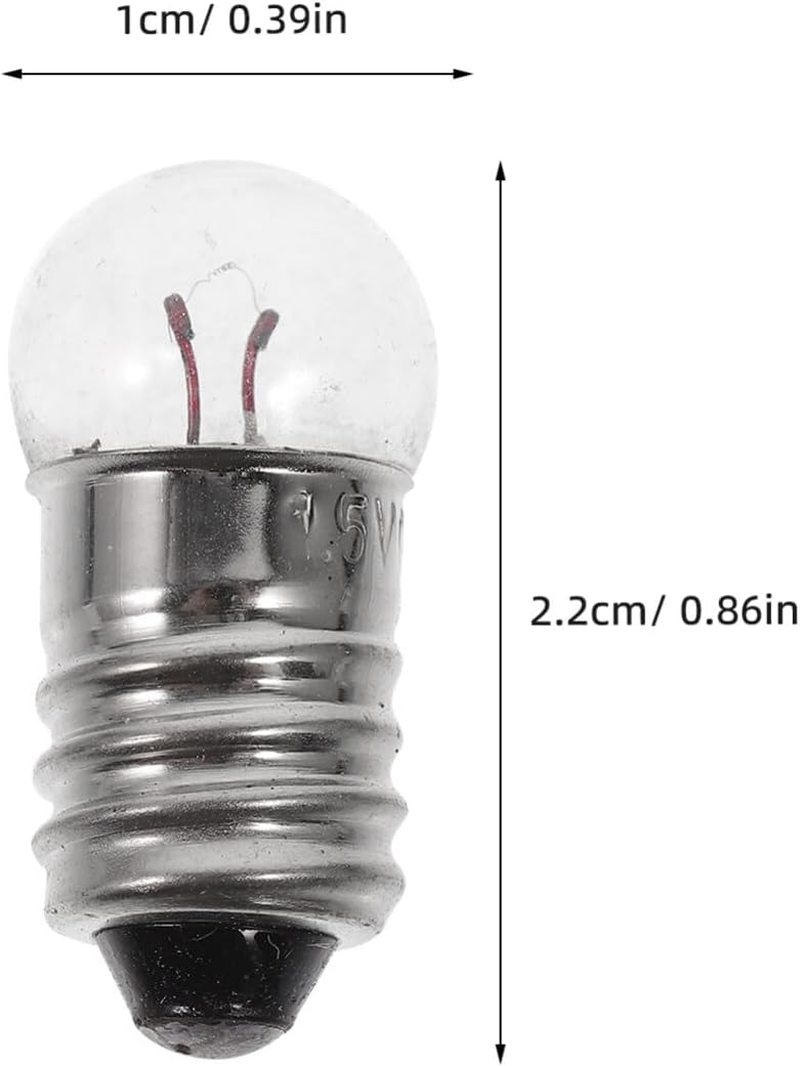 Iplusmile 50Pcs E10 Mini Light Bulb Kit, 1.5V Miniature Screw Base Light Bulbs, Tiny Indicator Incandescent Bulb for Physics Experiments image number 1