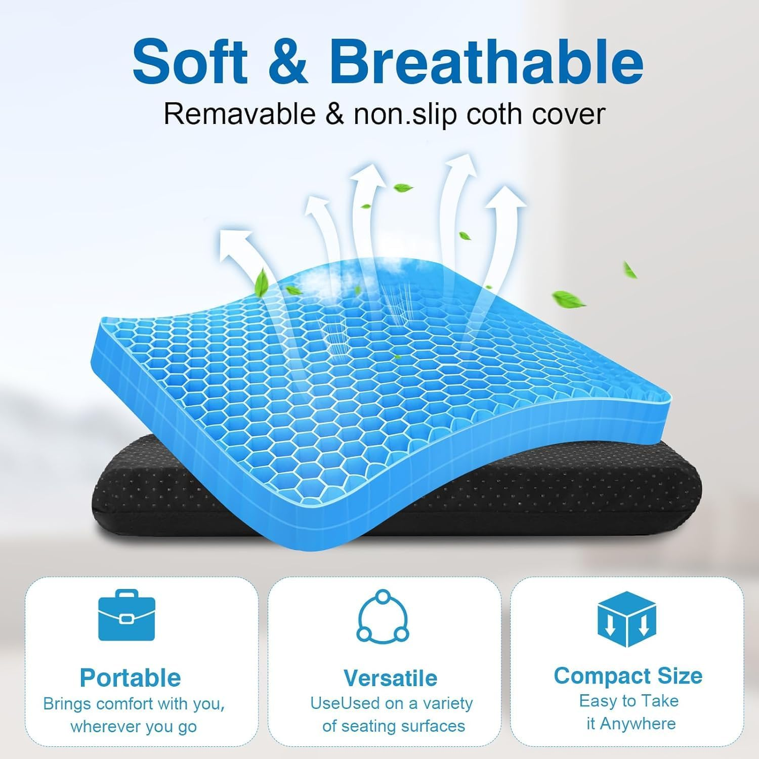 Portable Gel Folding Cushion, Travel Seat, Decompression PET Sitter, Soft and Cool Cushion for Home Office Car (S/L) (L) image number 5