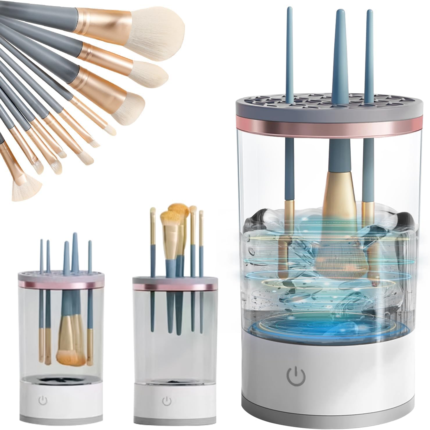 Electric Makeup Brush Cleaner, Yakiter USB Makeup Brush Cleaner, Hand Free Make up Brush Cleaner Set for Cleaning and Drying,Make up Brush Tool for All Sizes(White)