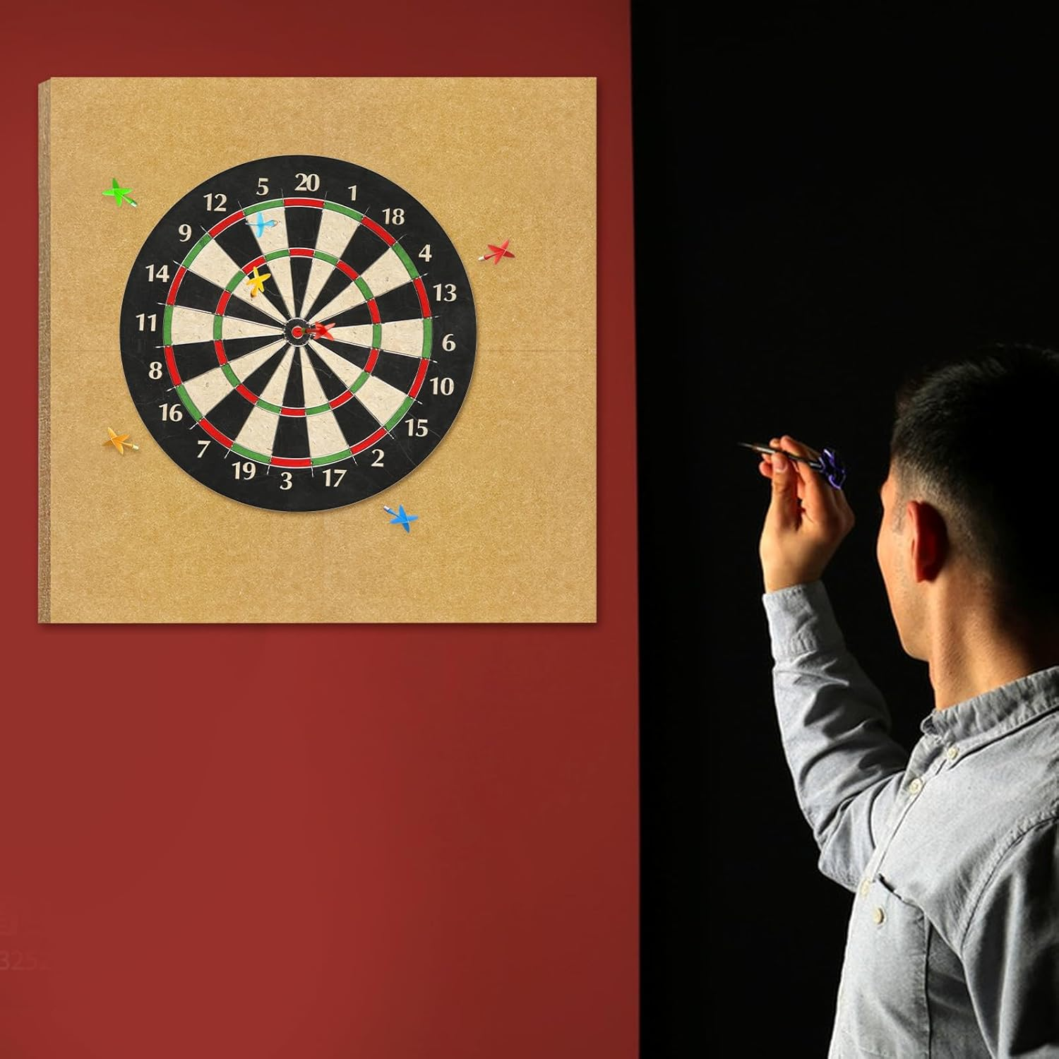 Dart Board Wall Protectors Dartboard Surround Cork Self-Adhesive Spliced Wall Surround Board Easy Assembly Dart Surround Cork Dart Board Wall Protector Tan image number 2