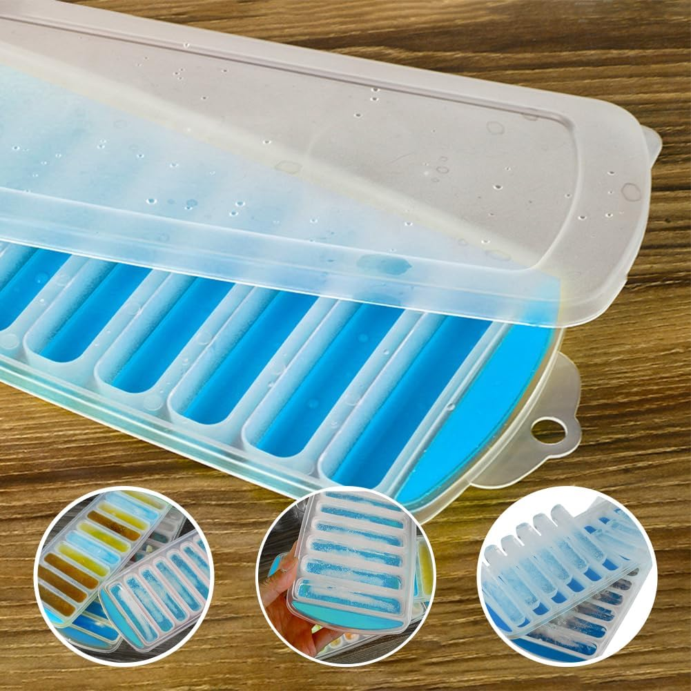 Water Bottle Ice Cube Tray, Resusable Silicone and Plastic Water Bottle Ice Mold, Easy-Release Long ICES Block Maker for Chilling Whiskey, Cocktails, Coffee, Makes 10 ICES Sticks at Once image number 1