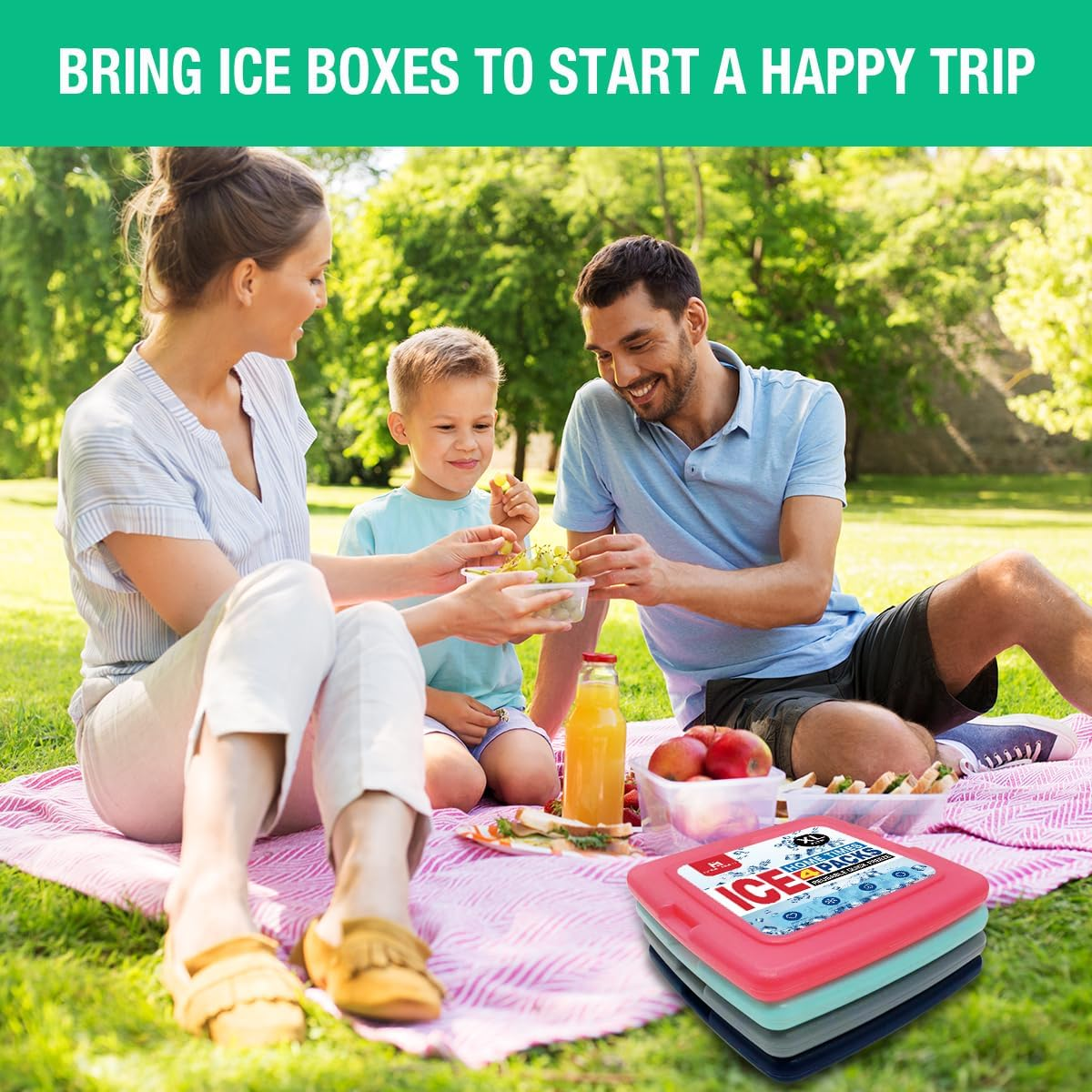 Home Times 4 Pack Slim Thin Reusable Ice Packs for Lunch Boxes, Coolers & Camping - Quick Freeze, Long Lasting Space Saving Freezer Packs, Multifunction Cooler Ice Brick image number 2