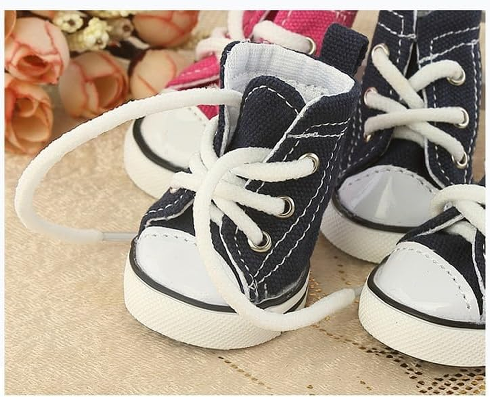 4 Pieces Pet Dog Puppy Canvas Sport Shoes, Boots, Outdoor Nonslip Causal Dog Shoes (Blue, #3) image number 3