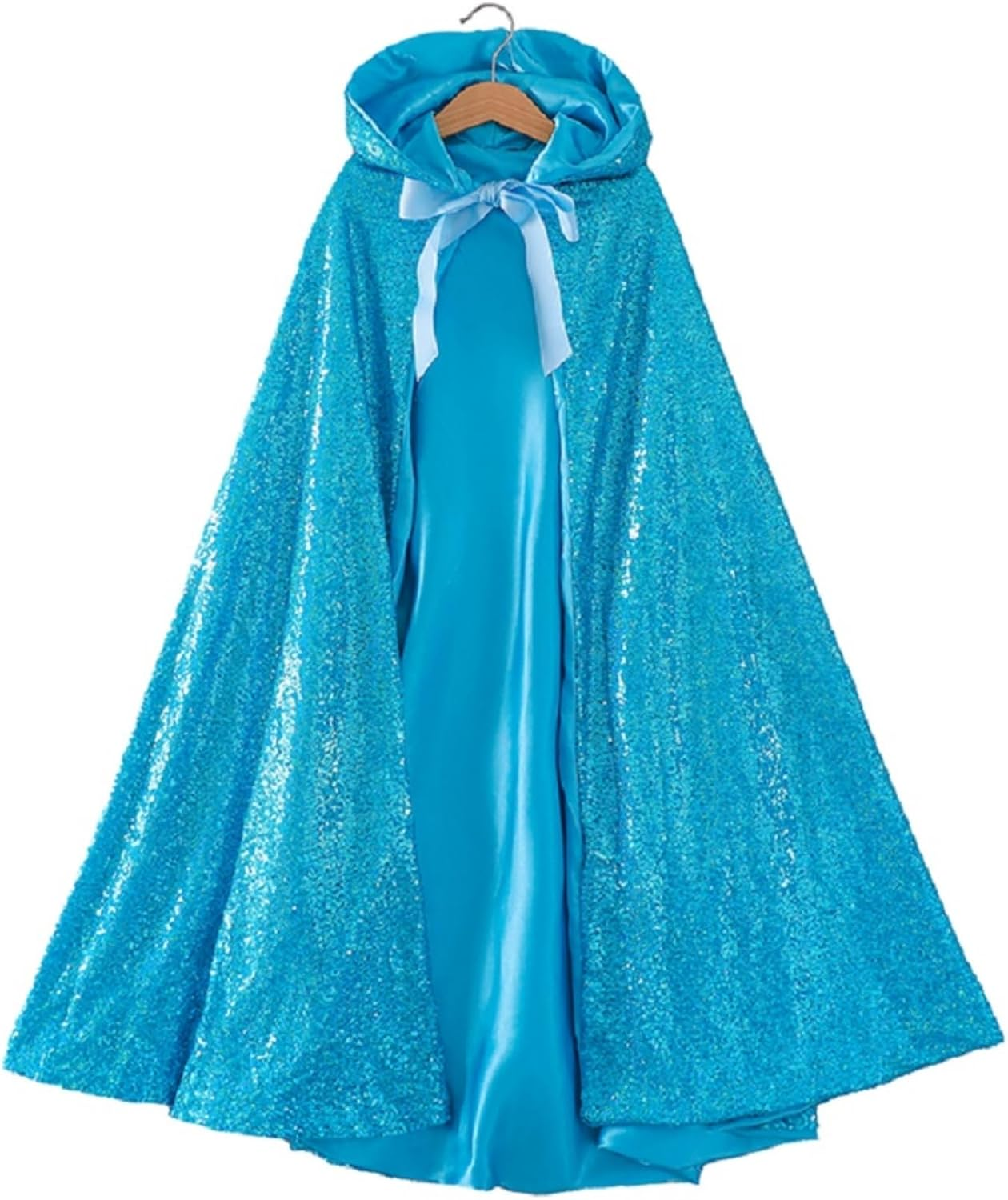 Costume Bay Girls Mermaid Rainbow Sequin Cloak Princess Sparkling Mesh Cape Hooded Cloak Halloween Book Week Dress up Party Birthday Gift Accessory Photoshoot