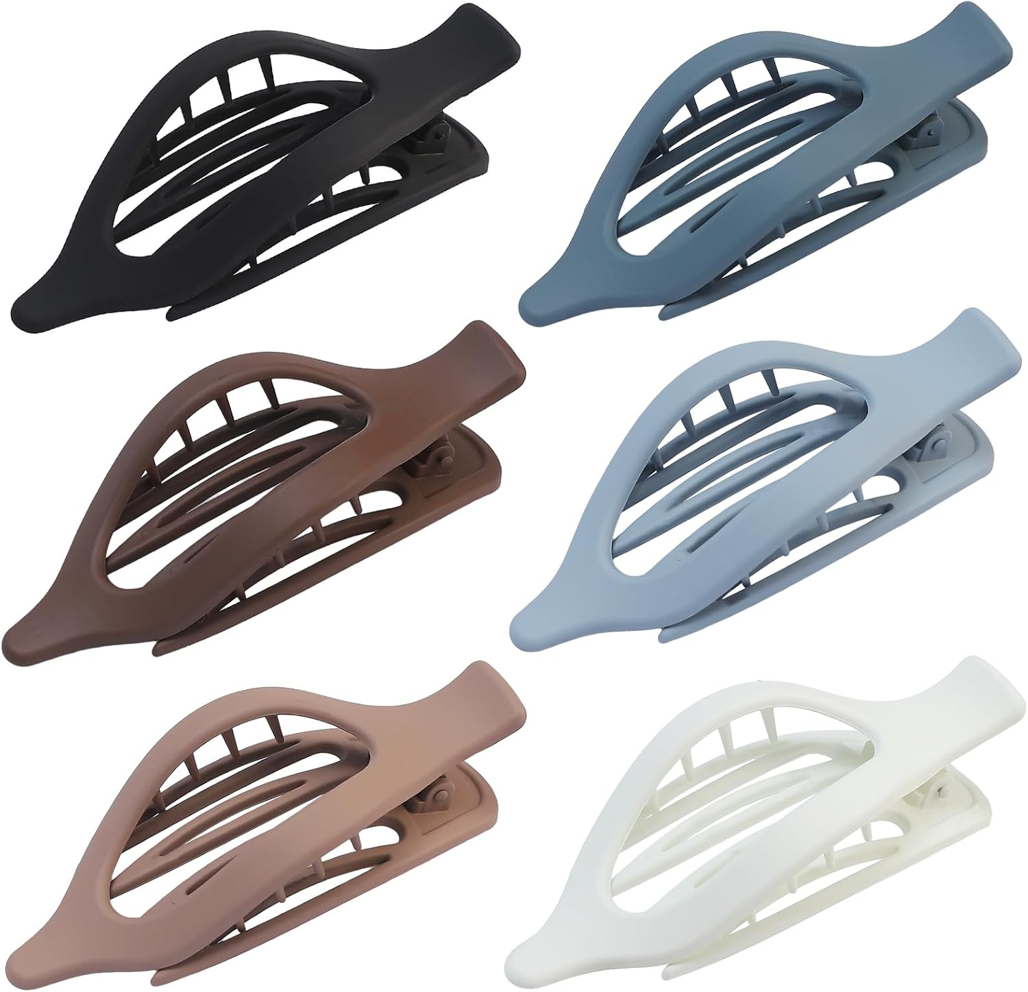 CHANDAT Flat Hair Clip 6 Pcs Lay down Claw Clips Hair Accessories for Women -Jelly