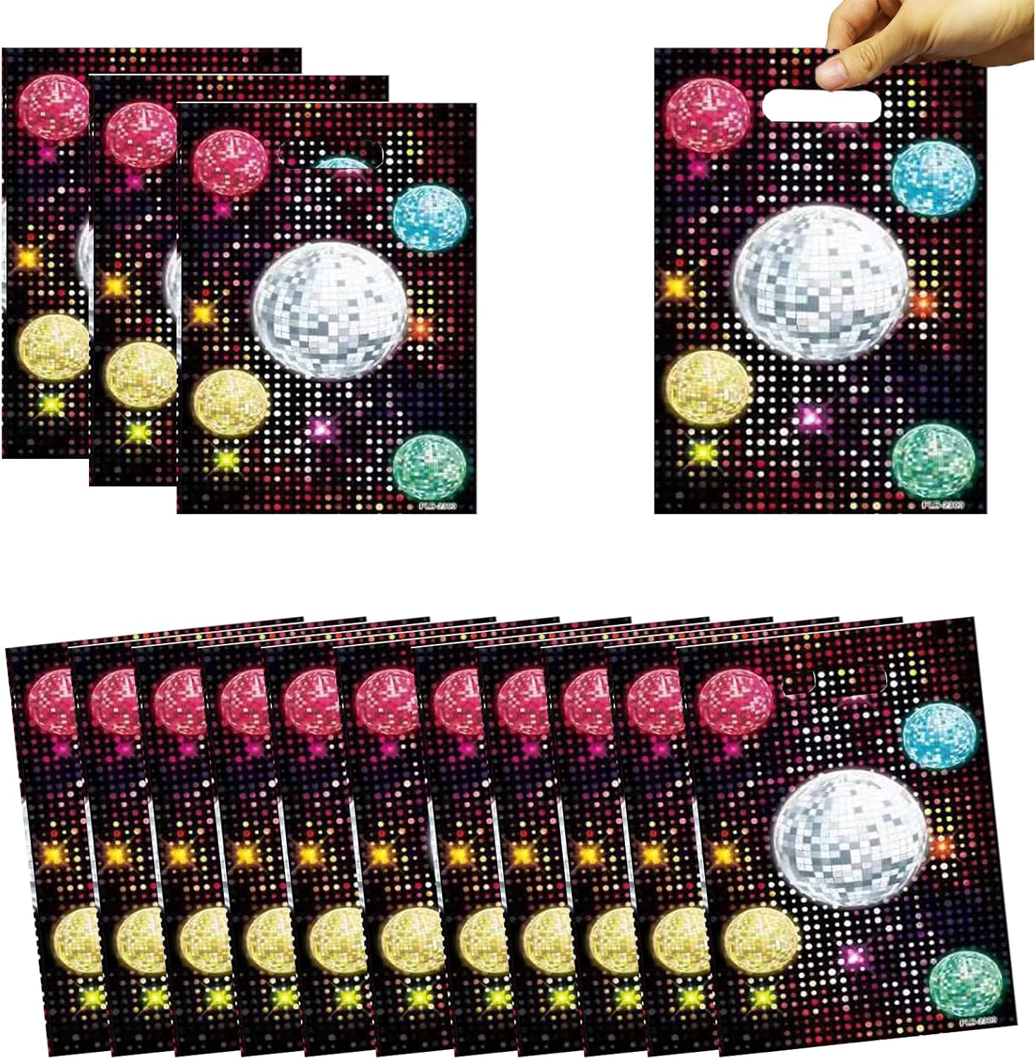 30PCS Disco Plastic Loot Gifts Bags Disco Ball Party Favor Bags Candy Treat Bags for Disco Dance Themed Birthday Party image number 1