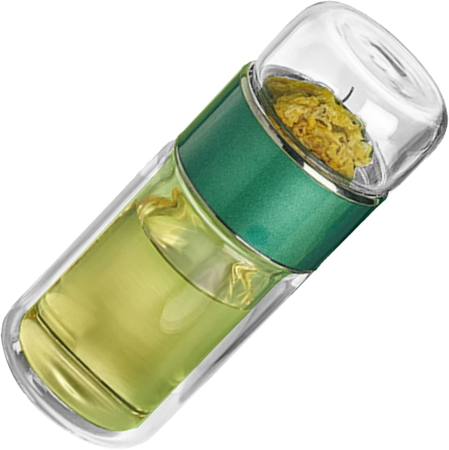 Tea Water Separation Cup, Glass Water Bottles Stainless Steel Filter 280Ml for Home (Green)