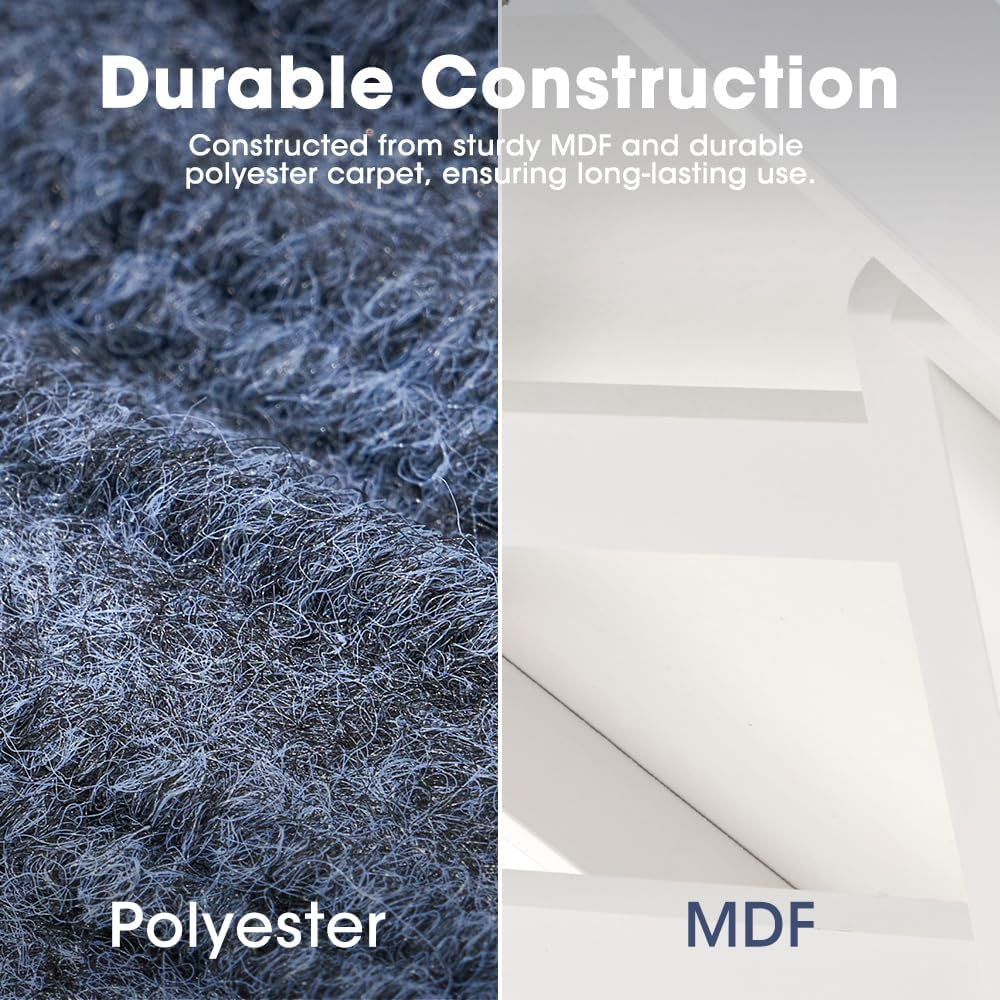 Dog Ramp for Bed for Small Medium Dogs, 90CM Long 33-45CM Adjustable Height Dog Stairs, Folding Portable Pet Ramp for Couch, Bed or Sofa, Pet Ramps with Non-Slip Carpet, White image number 5